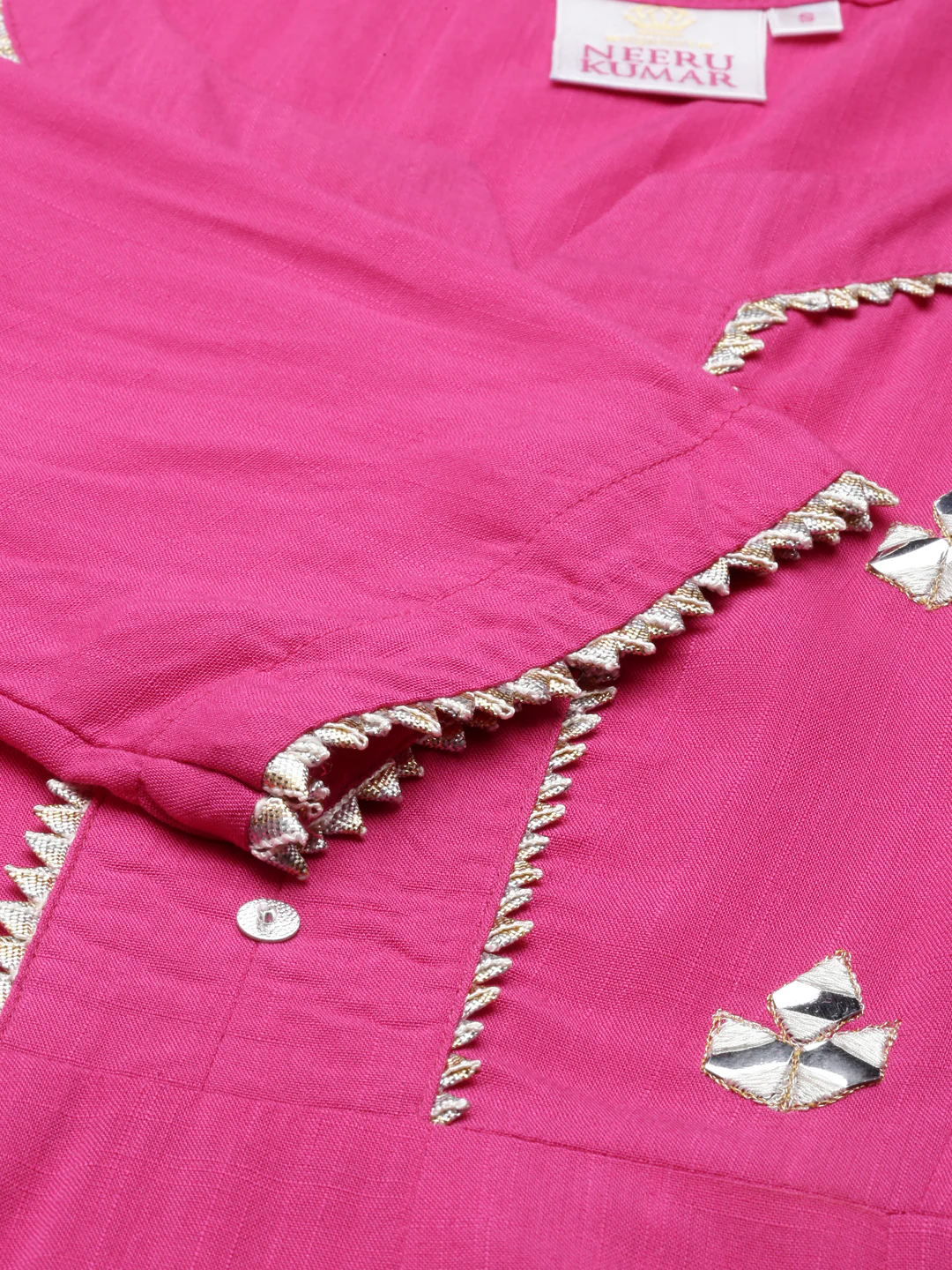 Neerus Pink Color Slub Rayon Fabric Kurta - Image 7