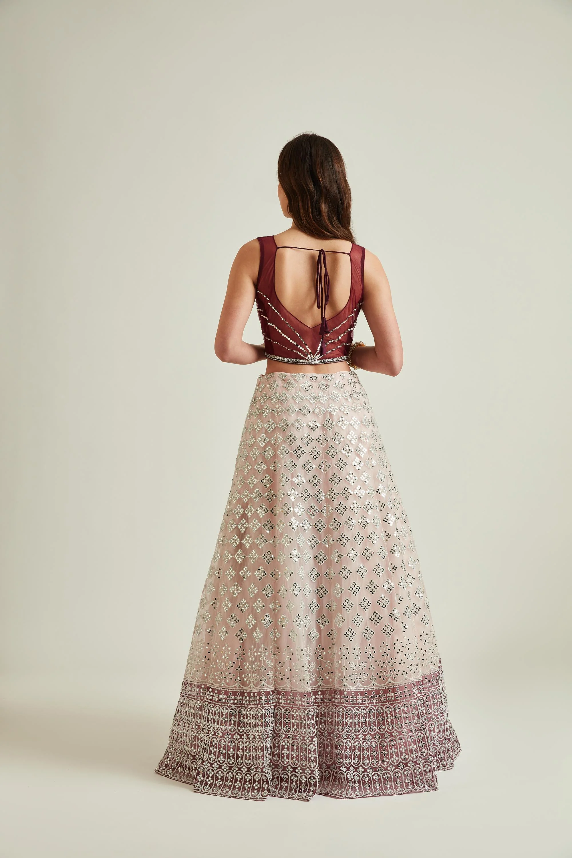 Neerus Pink Colour Nett Fabric Ghagra Set - Image 5