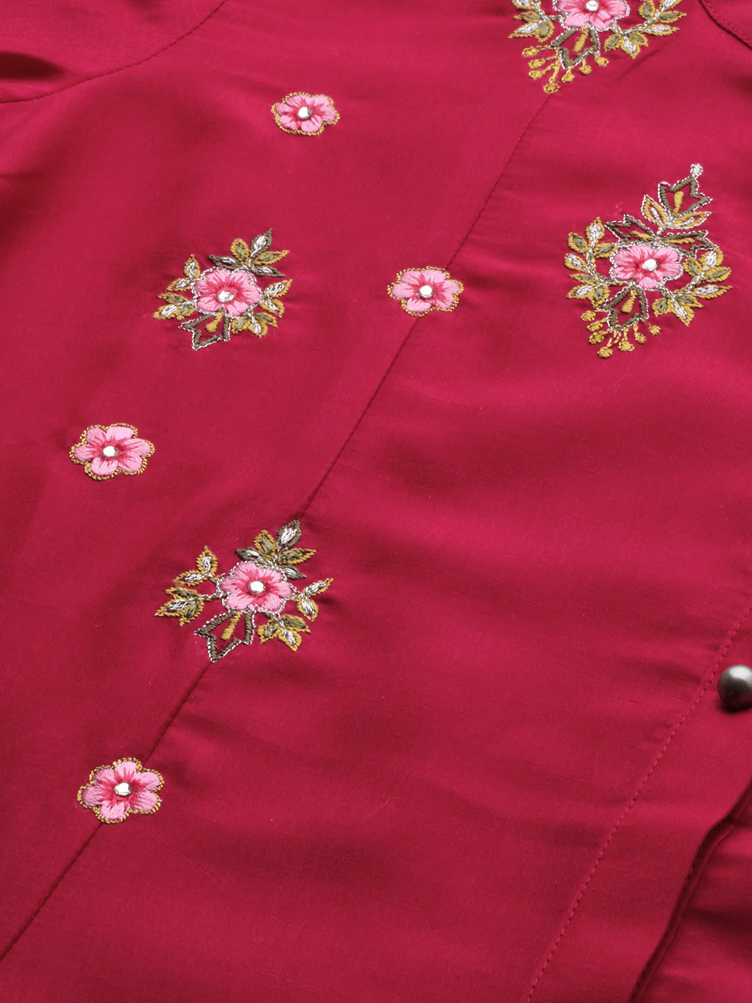 Neerus Pink Embroidered High Low Kurta - Image 2