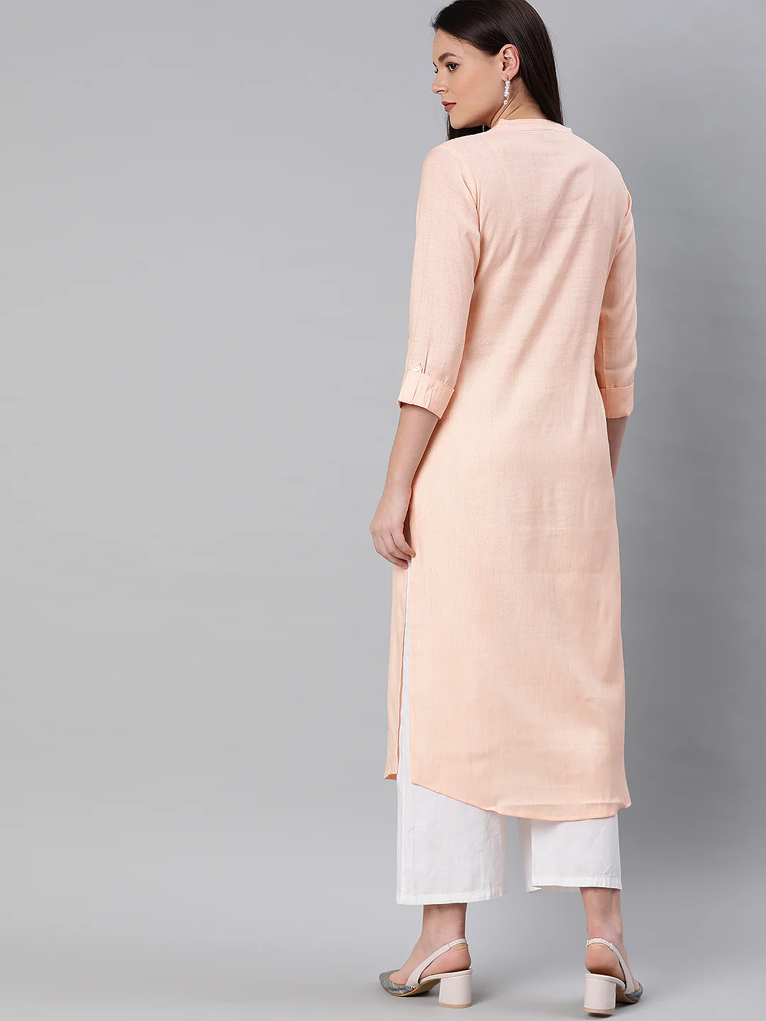 Neerus Pink Embroidered Straight Kurta - Image 4