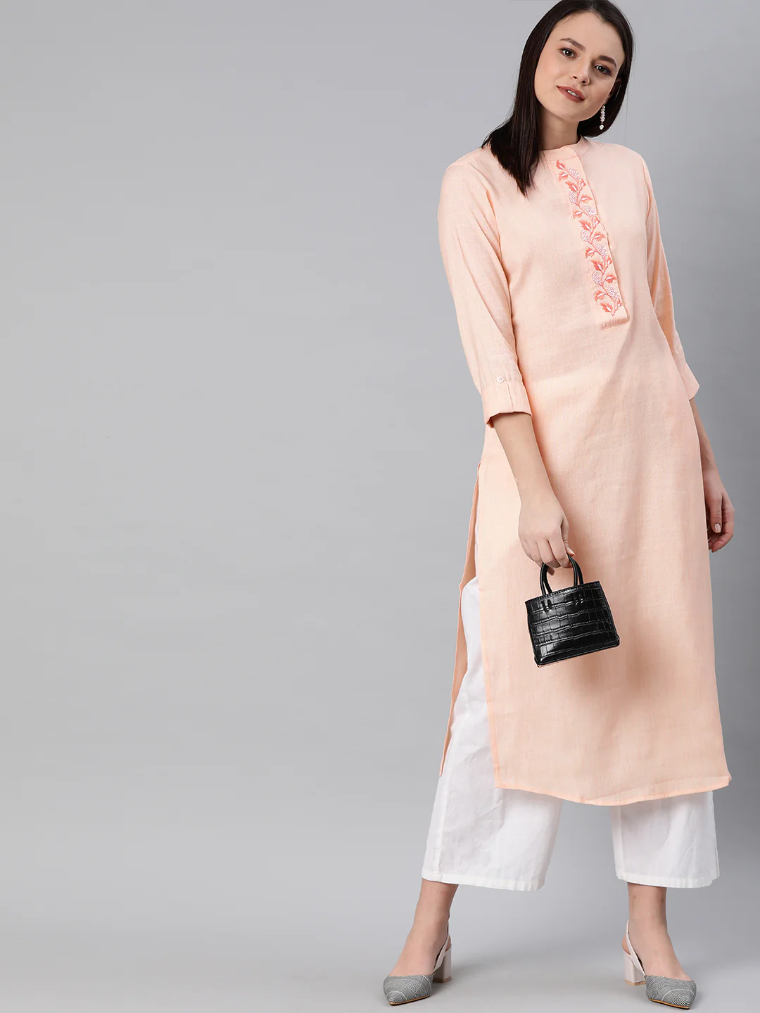 Neerus Pink Embroidered Straight Kurta - Image 5