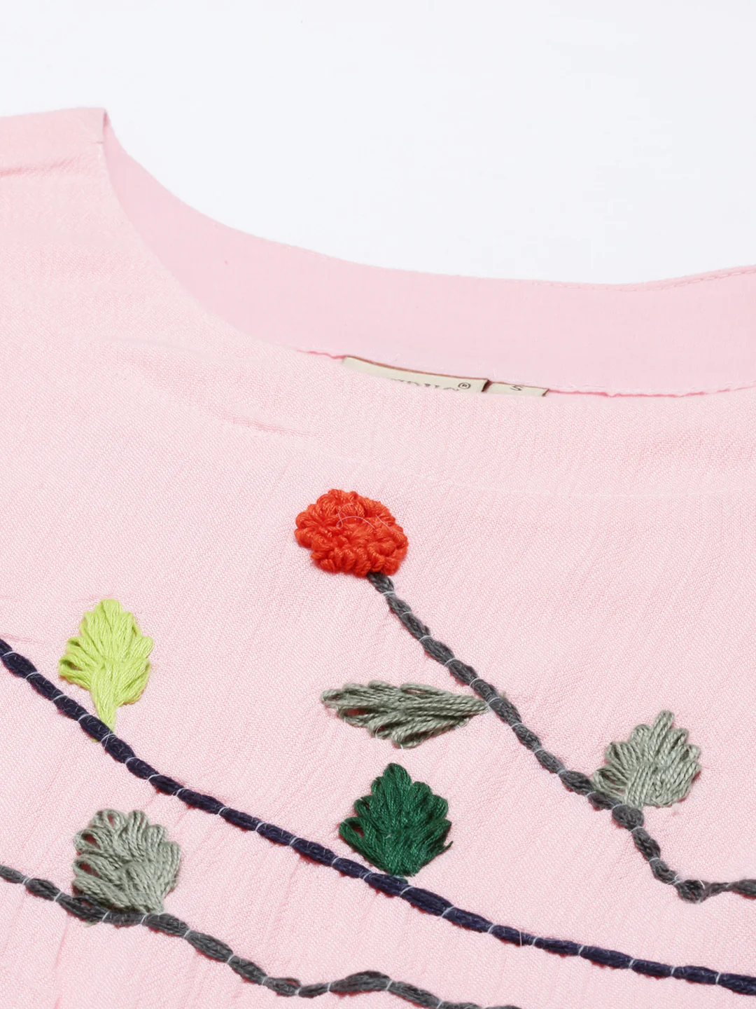 Neerus Pink Embroidered Thread Work Thread Work Empire Kurti - Image 4