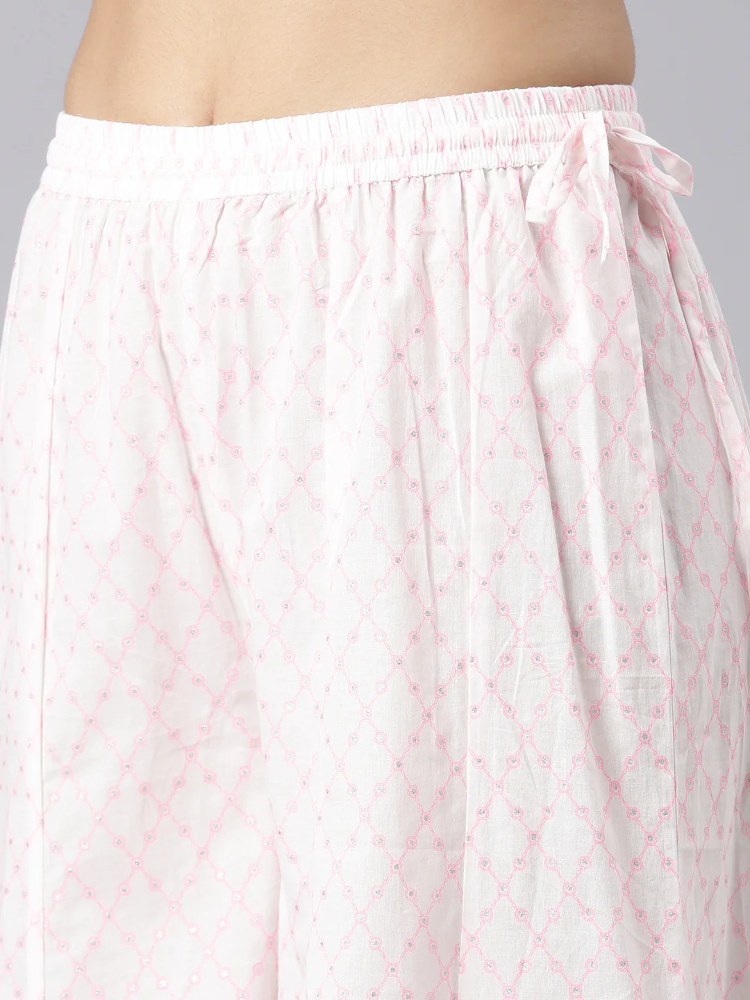 Neerus Pink Panelled Curved Printed Kurta and Palazzos With Dupatta - Image 6