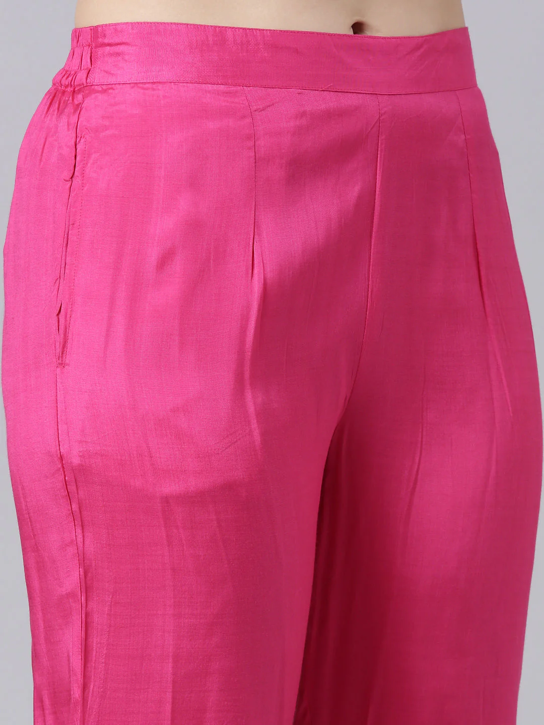 Neerus Pink Panelled Straight Printed Kurta And Trousers With Dupatta - Image 7