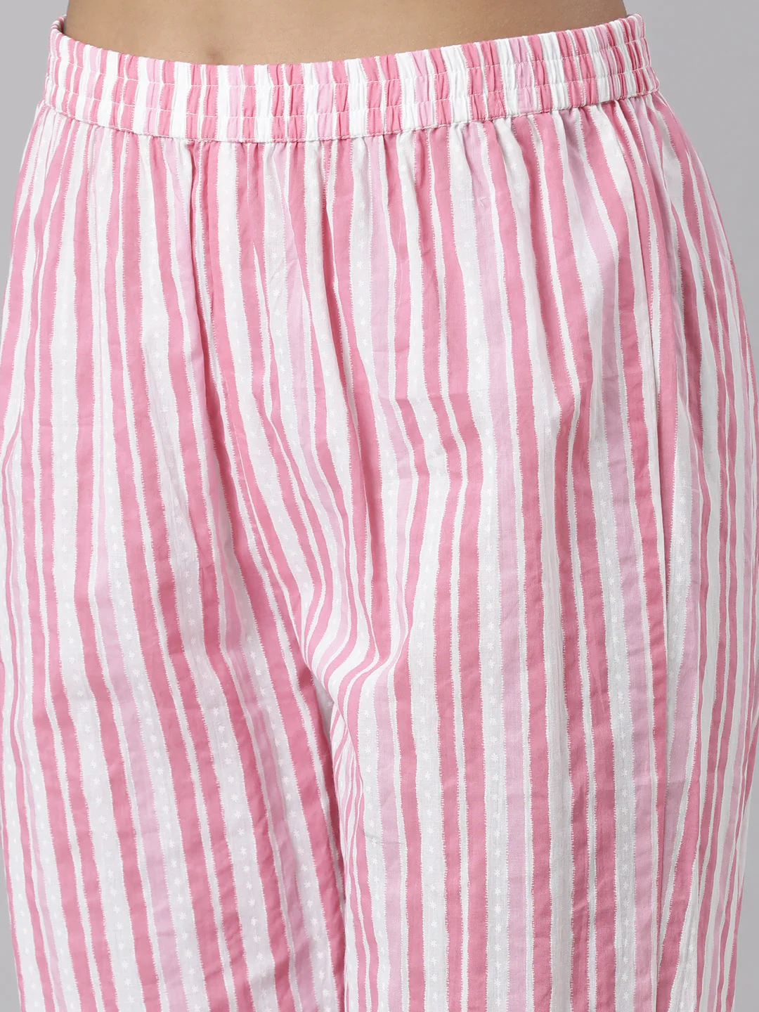 Neerus Pink Panelled Straight Printed Kurta And Trousers With Dupatta - Image 7