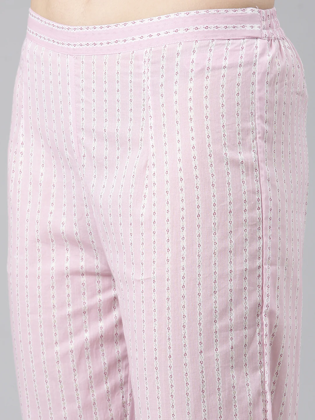 Neerus Pink Pleated Anarkali Printed Kurta And Trousers With Dupatta - Image 6