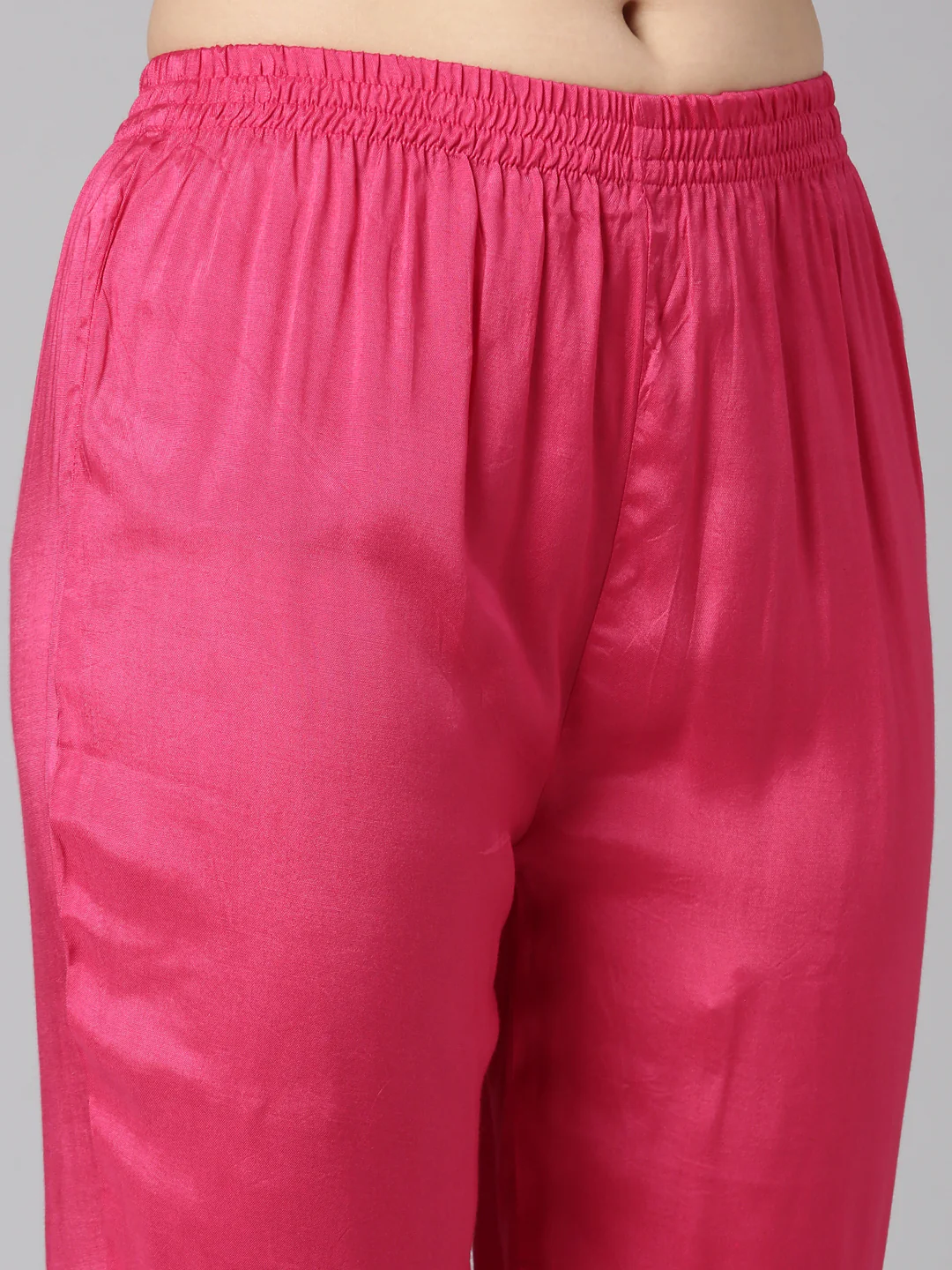 Neerus Pink Pleated Flared Floral Kurta And Trousers With Dupatta - Image 6