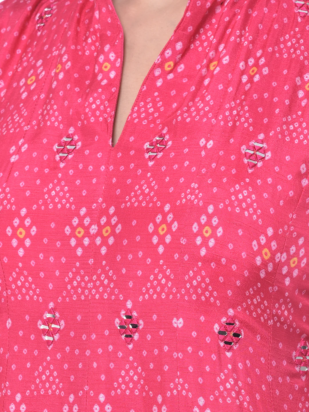 Neerus Pink Printed Anarkali Kurta With Dupatta - Image 4