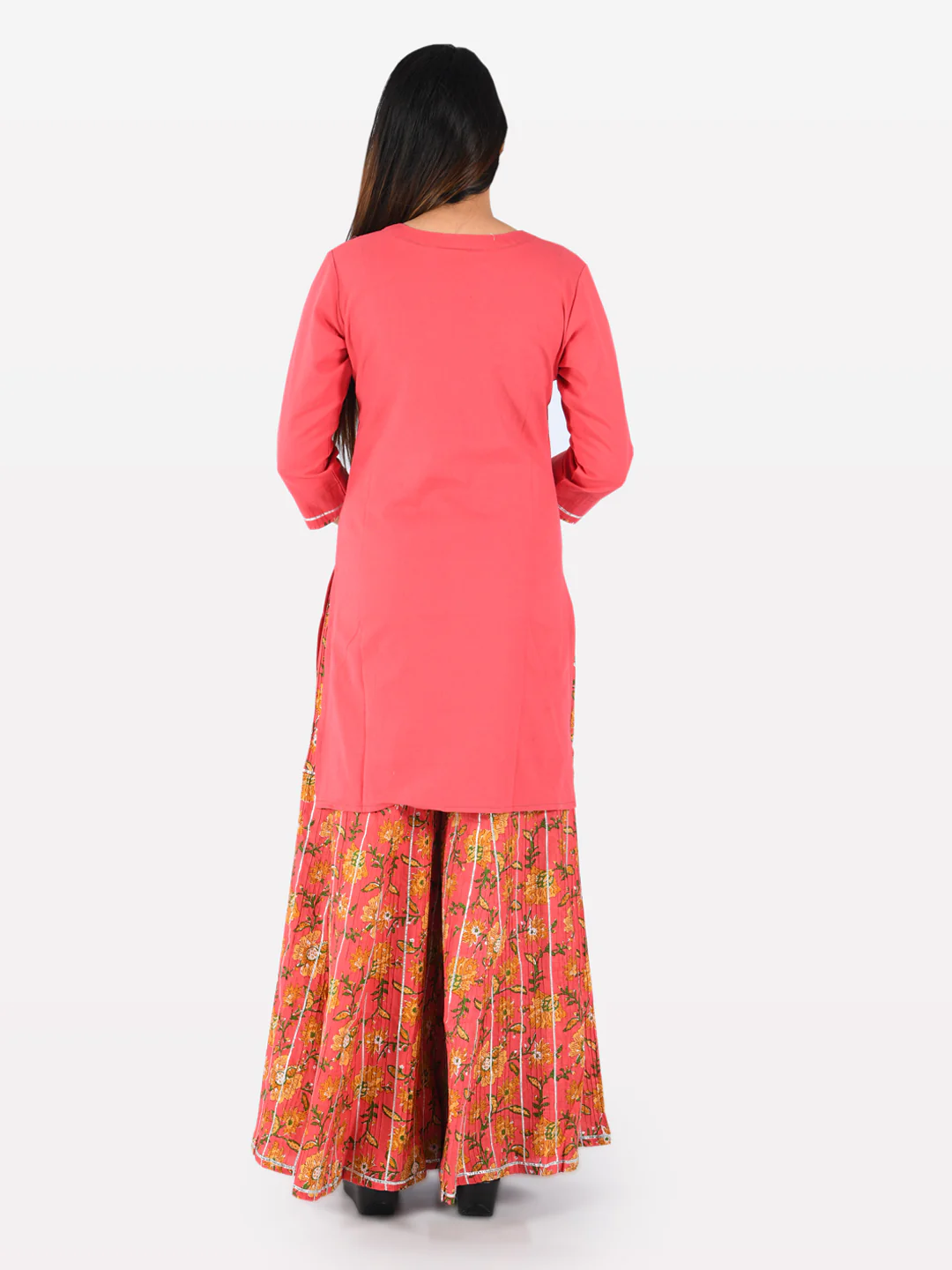Neerus Pink Printed Straight Kurta - Image 3