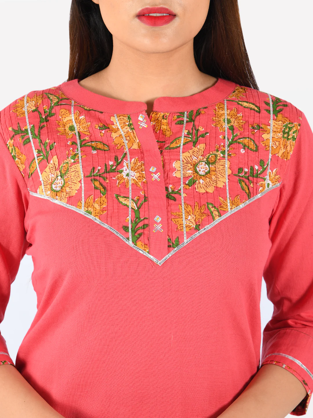 Neerus Pink Printed Straight Kurta - Image 4