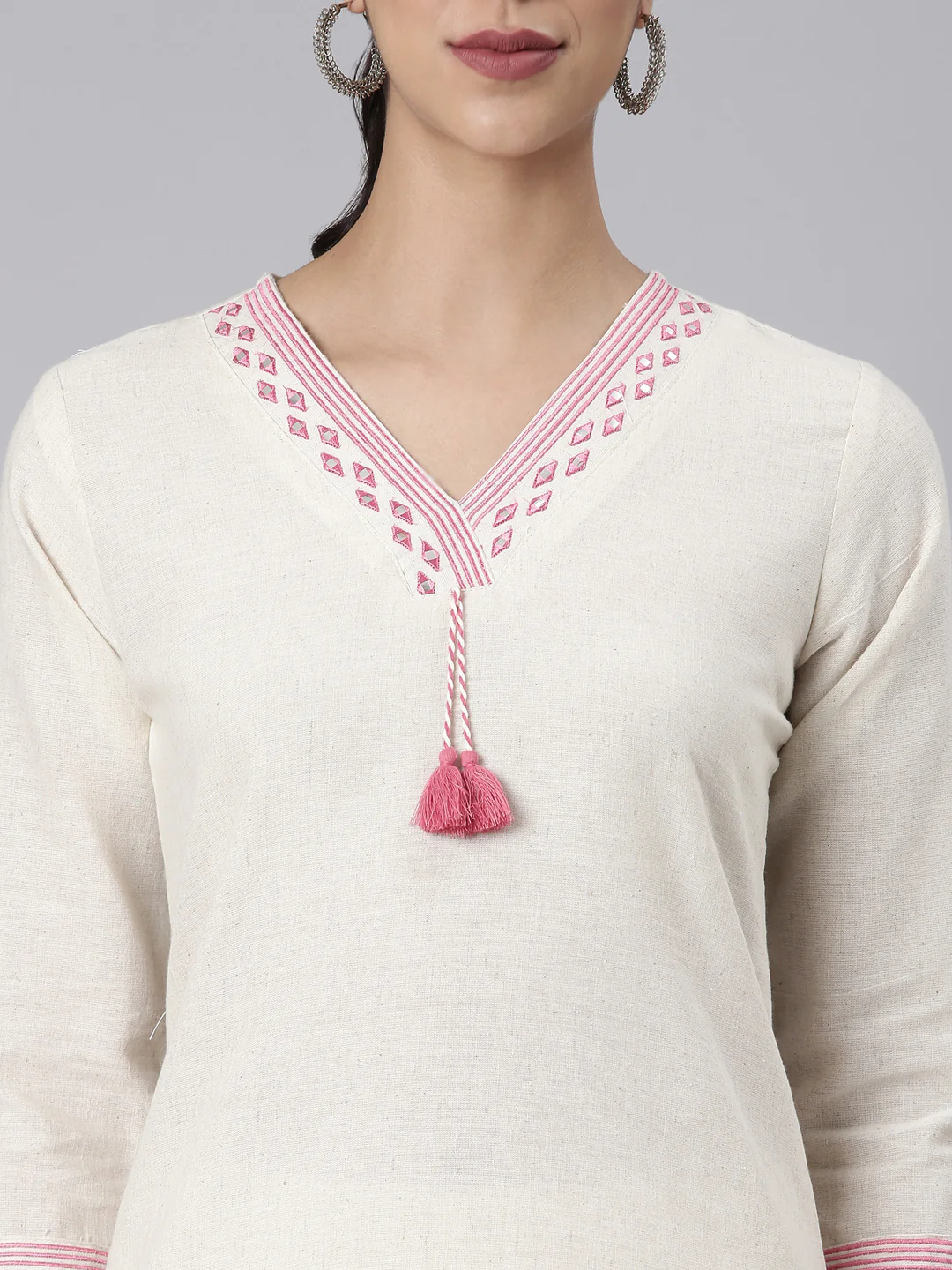 Neerus Pink Printed Straight Kurta and Trousers - Image 4