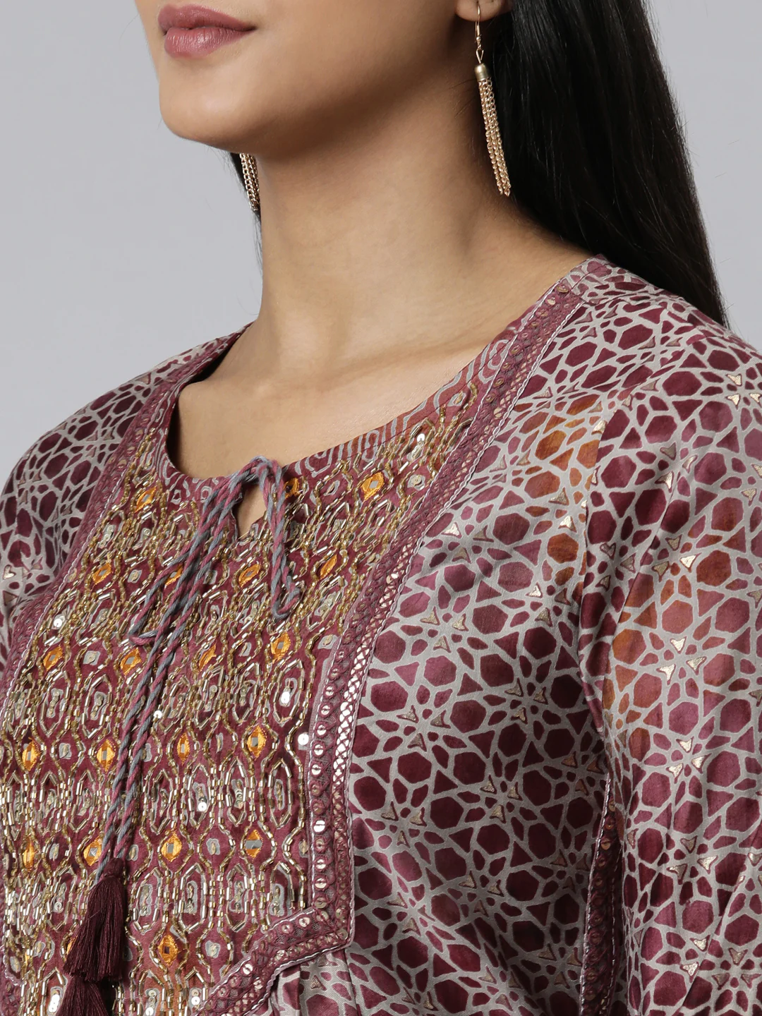 Neerus Pink Regular Calf Length Printed Kurta Printed Trousers With Dupatta - Image 5