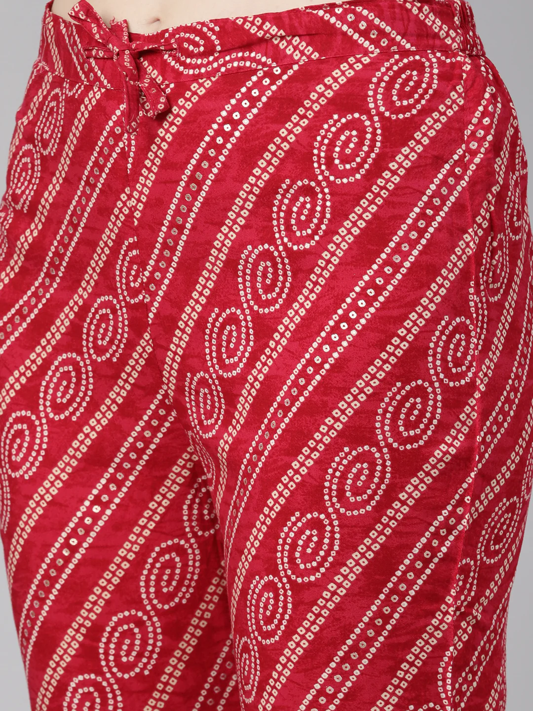Neerus Pink Regular Calf Length Printed Kurta Solid Trousers With Dupatta - Image 6