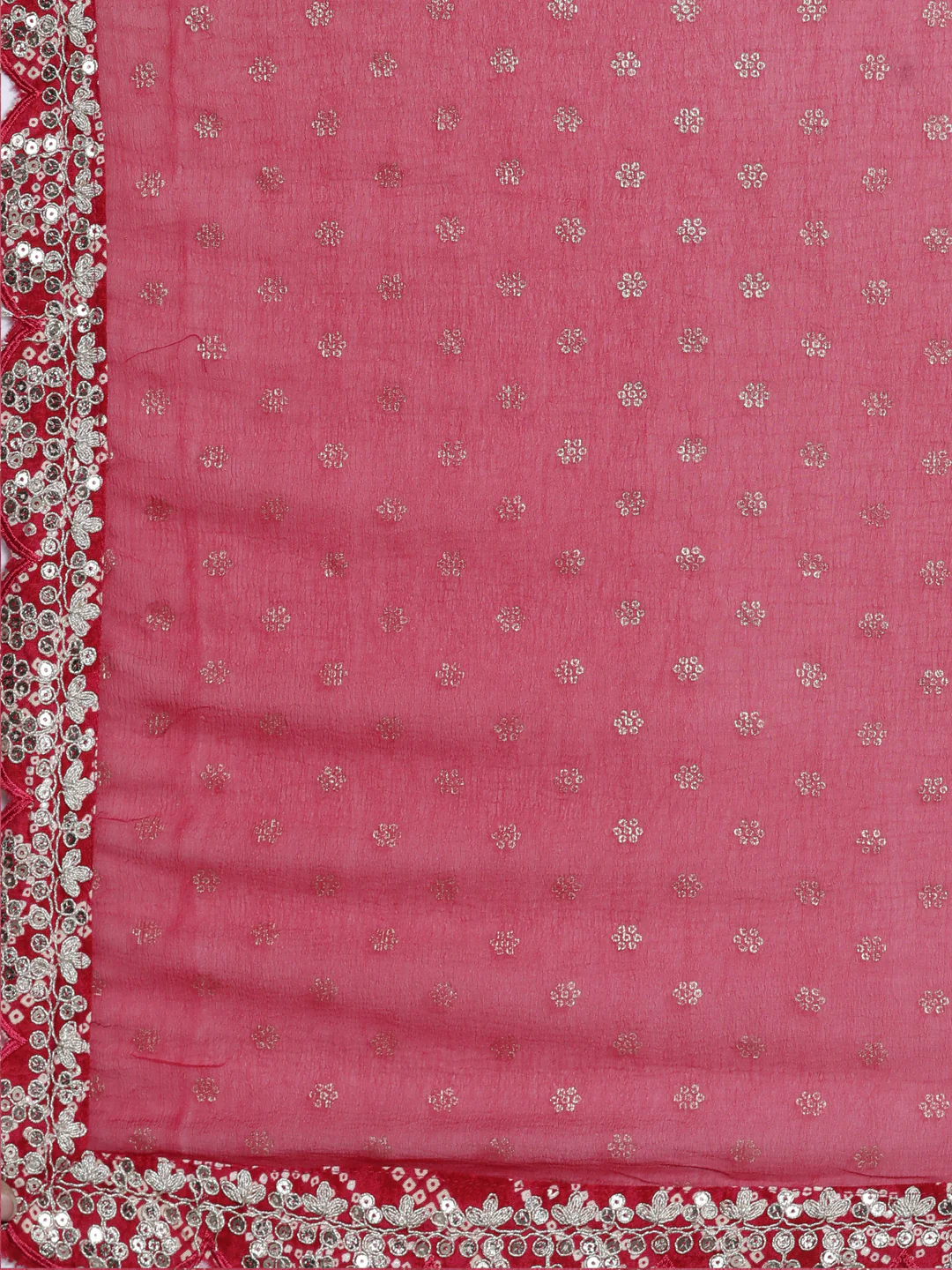 Neerus Pink Regular Calf Length Printed Kurta Solid Trousers With Dupatta - Image 7