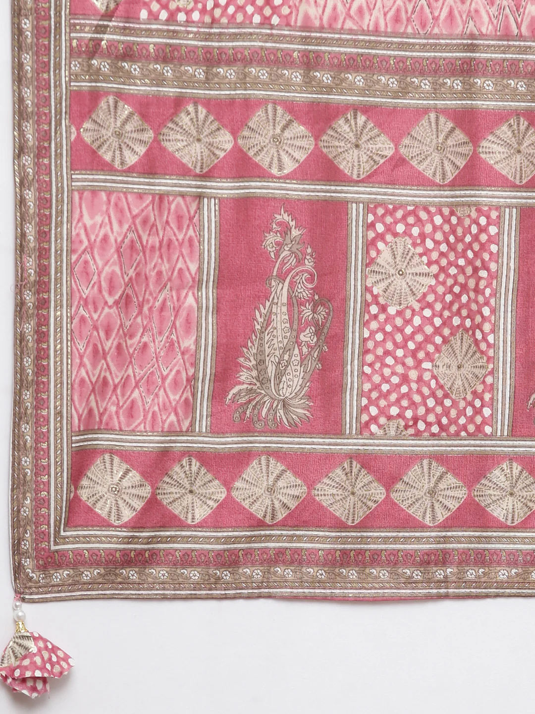Neerus Pink Regular Straight Bandhani Kurta And Trousers With Dupatta - Image 7