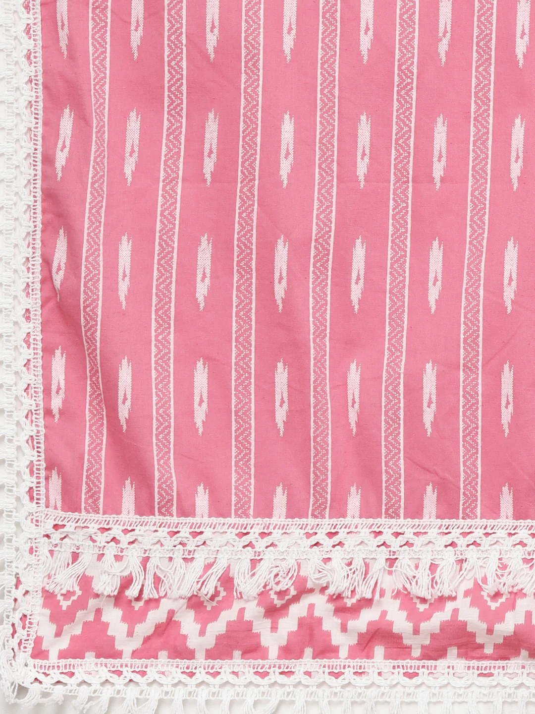 Neerus Pink Regular Straight Chevron Kurti And Palazzos With Dupatta - Image 7