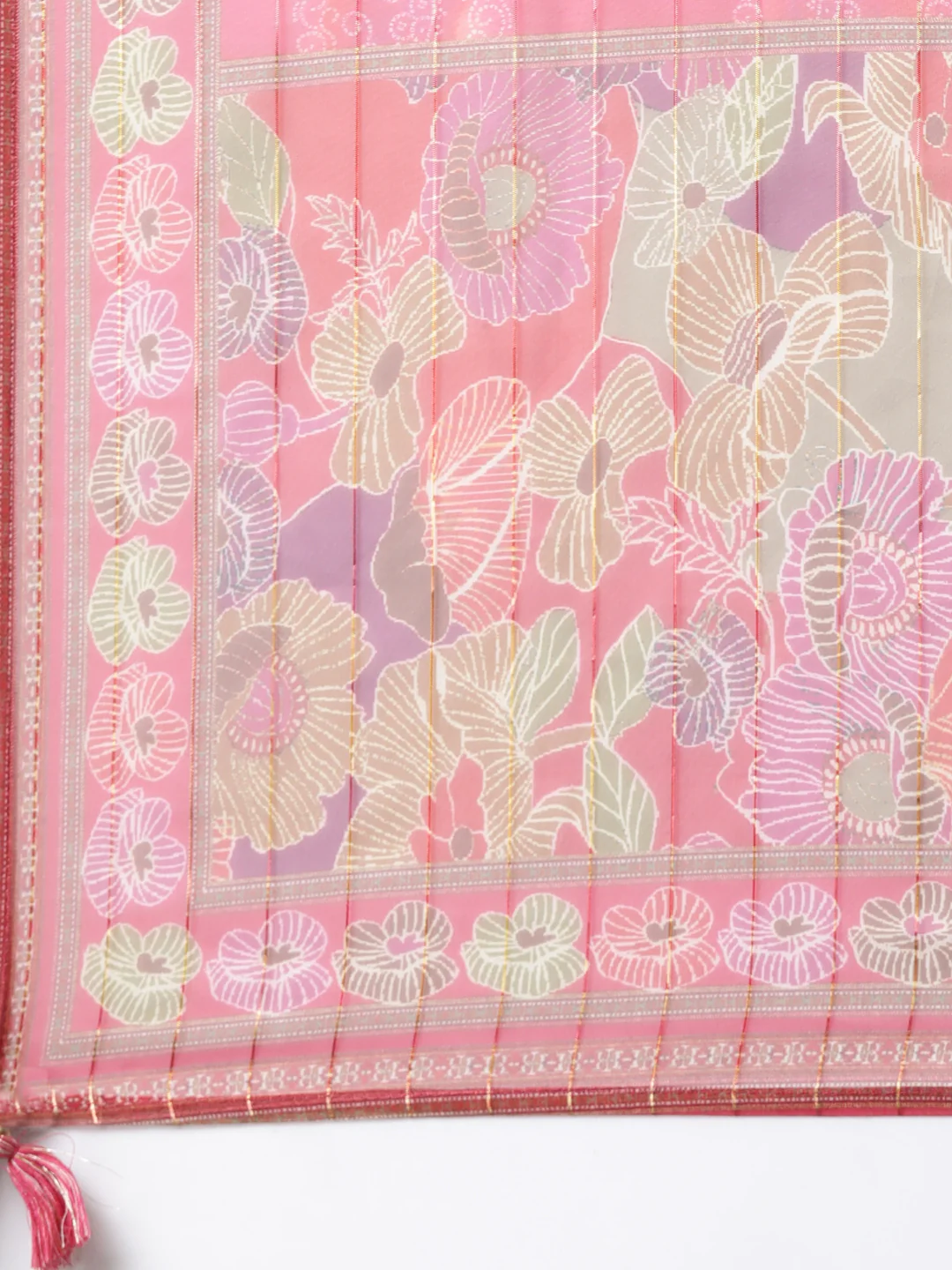 Neerus Pink Regular Straight Floral Kurta And Trousers With Dupatta - Image 7
