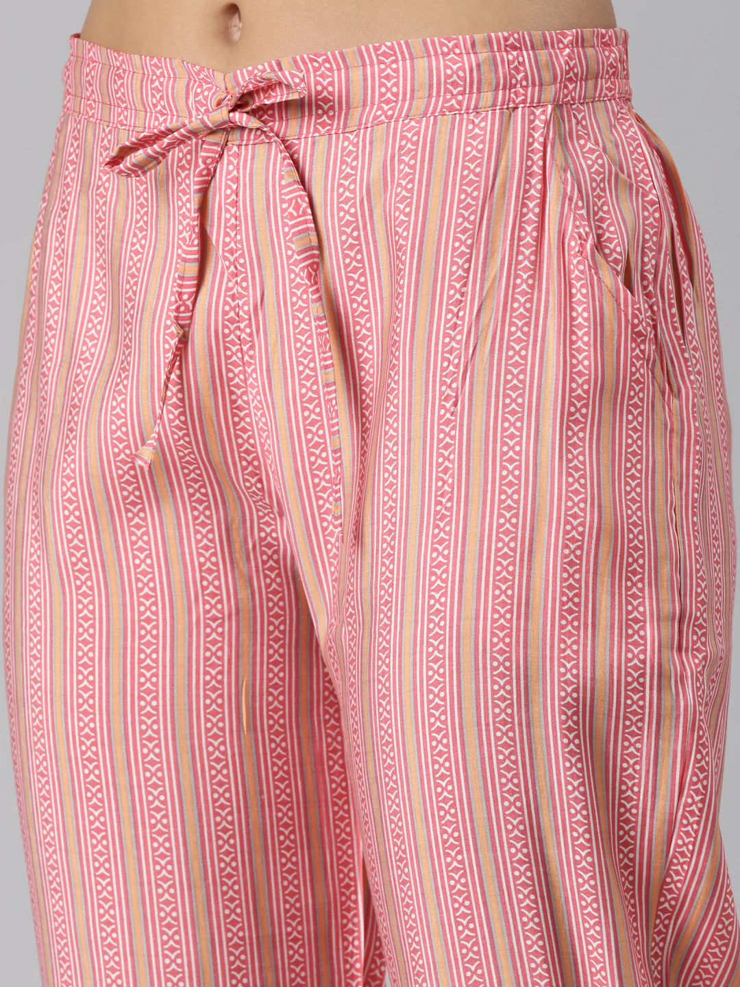 Neerus Pink Regular Straight Floral Kurta And Trousers With Dupatta - Image 7