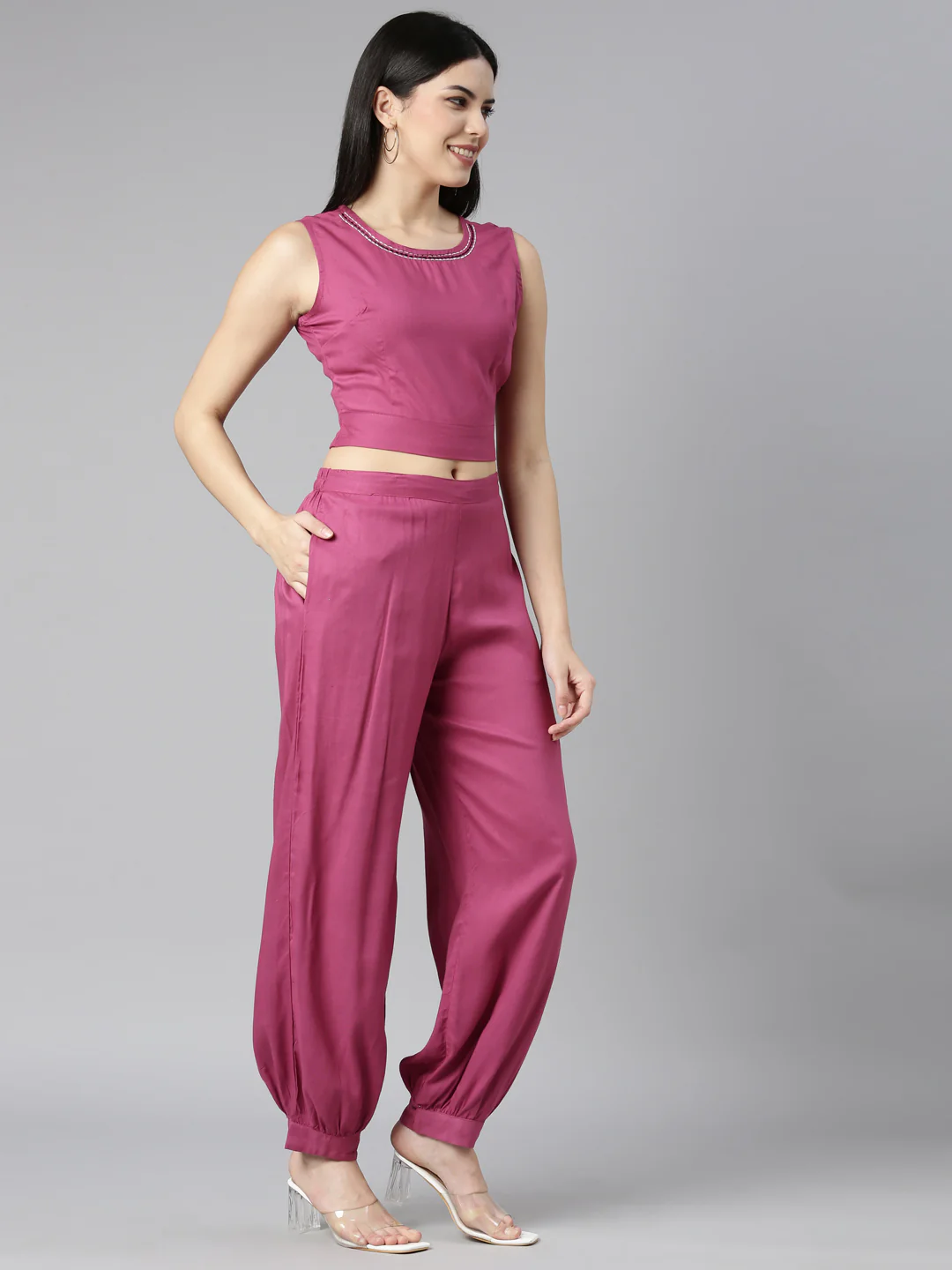 Neerus Pink Regular Straight Paisley Top And Salwar - Image 2
