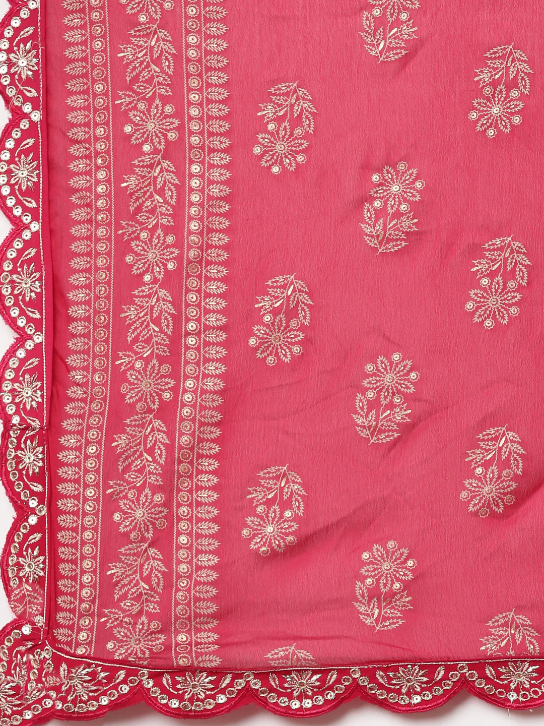 Neerus Pink Regular Straight Solid Kurta And Trousers With Dupatta - Image 7