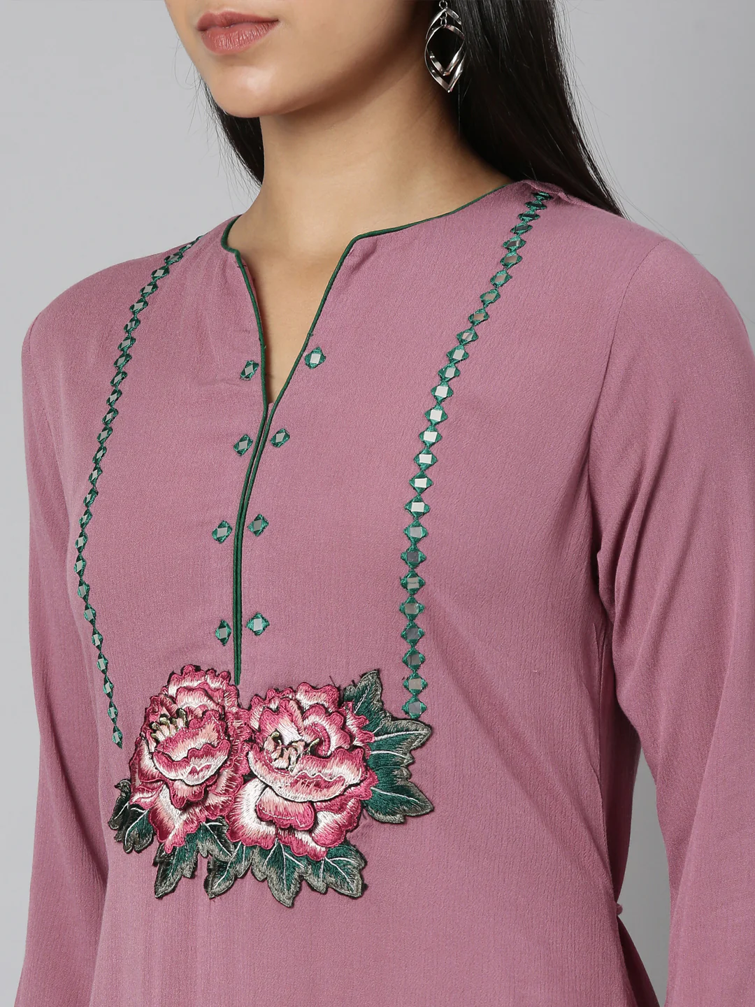 Neerus Pink Straight Casual Floral Anarkali Kurta - Image 4