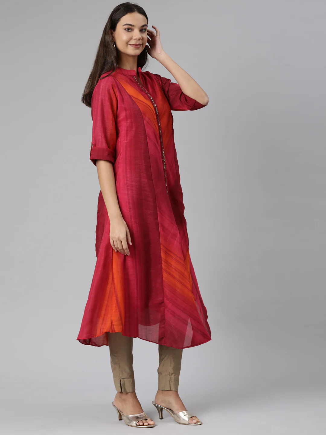 Neerus Pink Straight Casual Graphic Dresses - Image 2