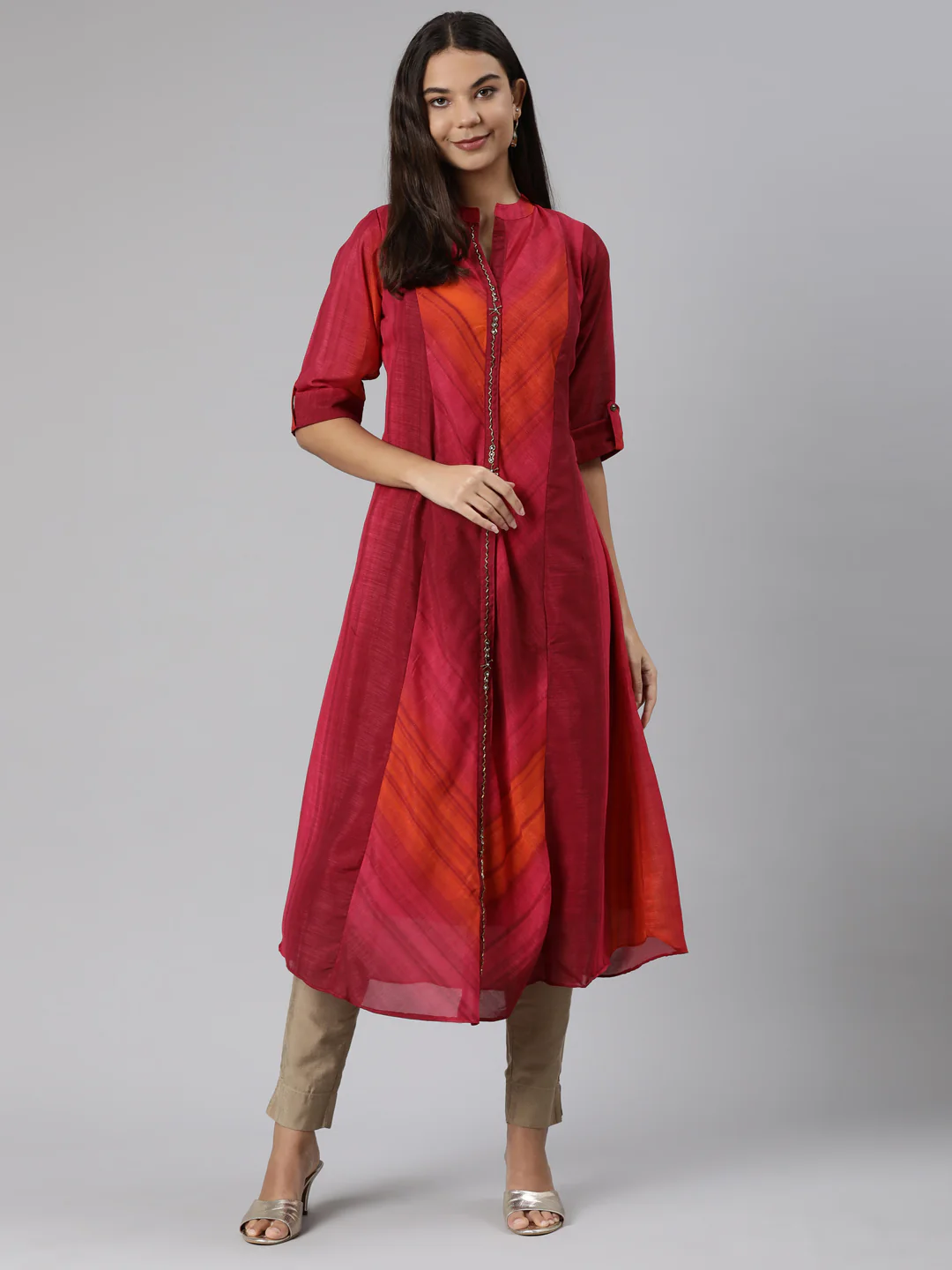 Neerus Pink Straight Casual Graphic Dresses - Image 5