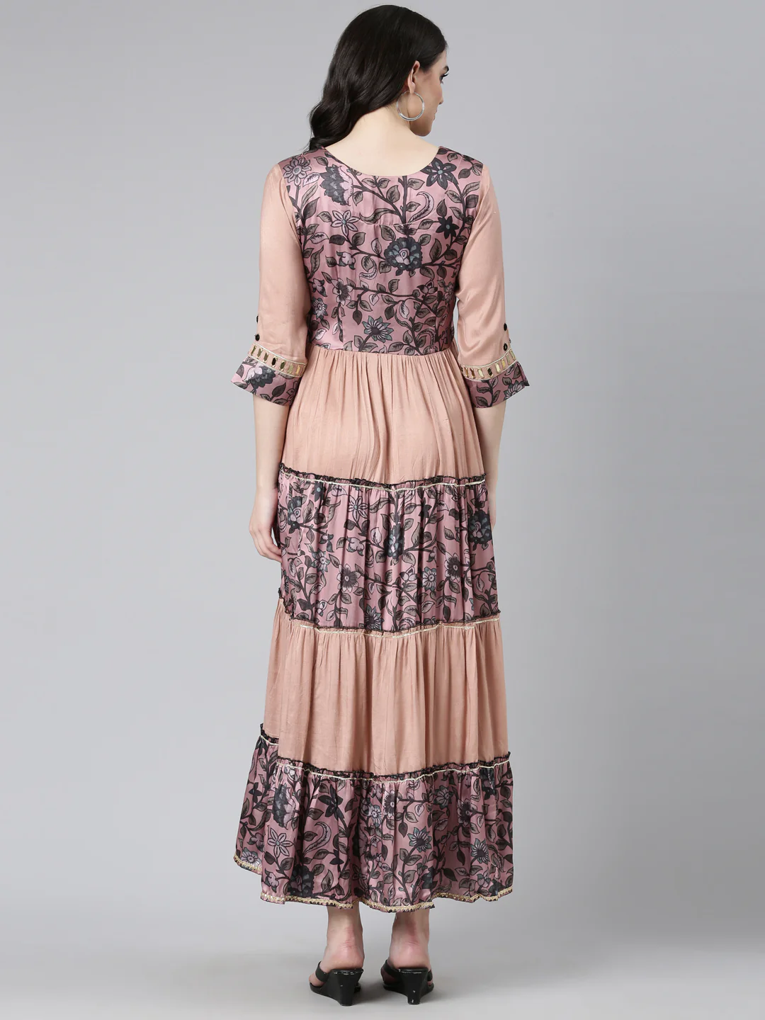 Neerus Pink Straight Casual Printed Dress - Image 3