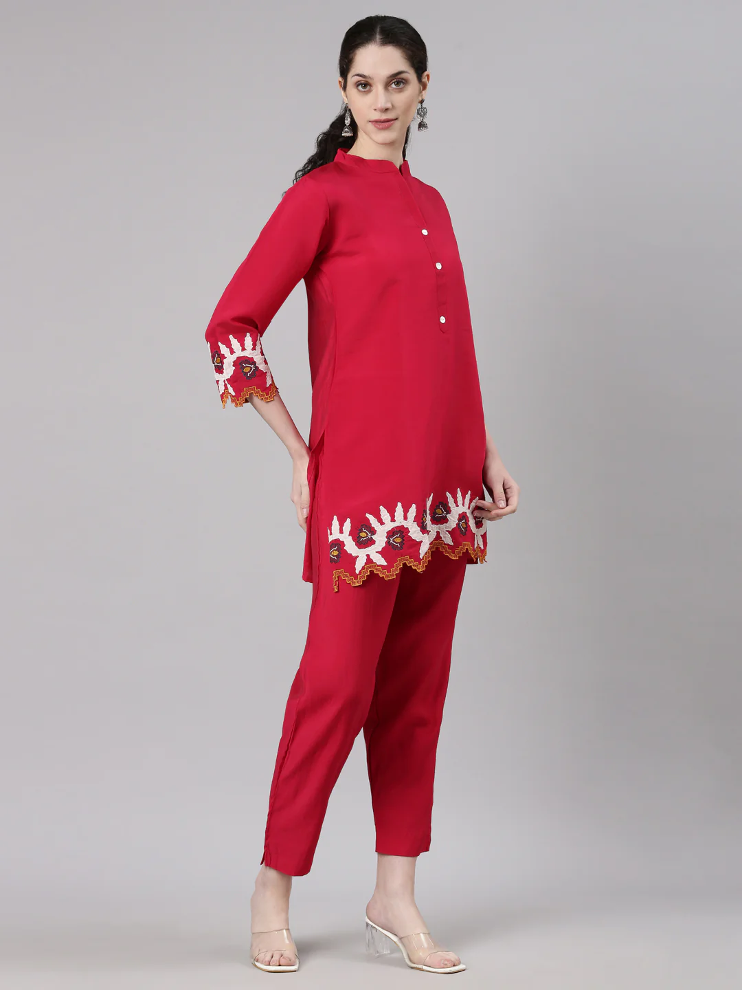 Neerus Pink Straight Casual Solid Fusion Set - Image 3