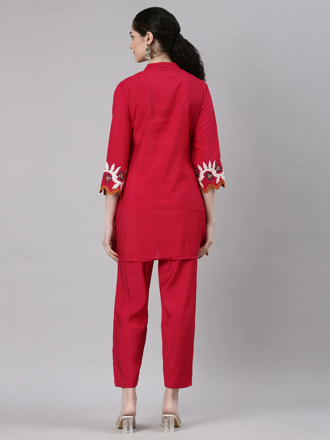 Neerus Pink Straight Casual Solid Fusion Set - Image 4