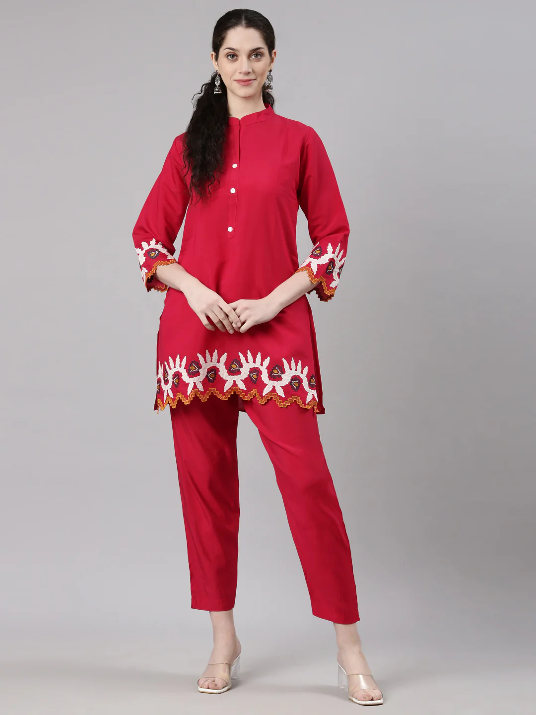 Neerus Pink Straight Casual Solid Fusion Set - Image 6