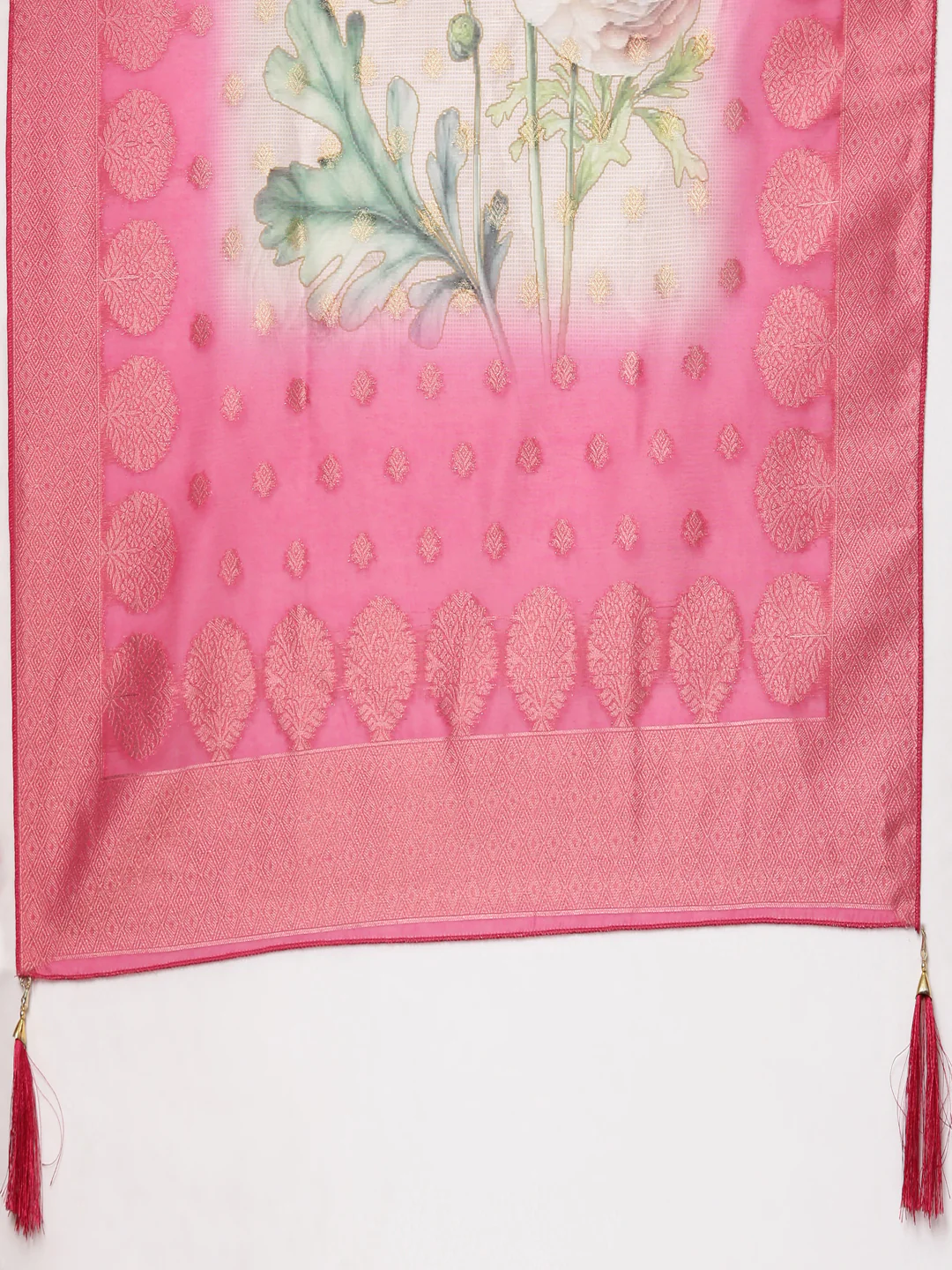 Neerus Pink Straight Casual Solid Kurta and Trouser with Dupatta - Image 8