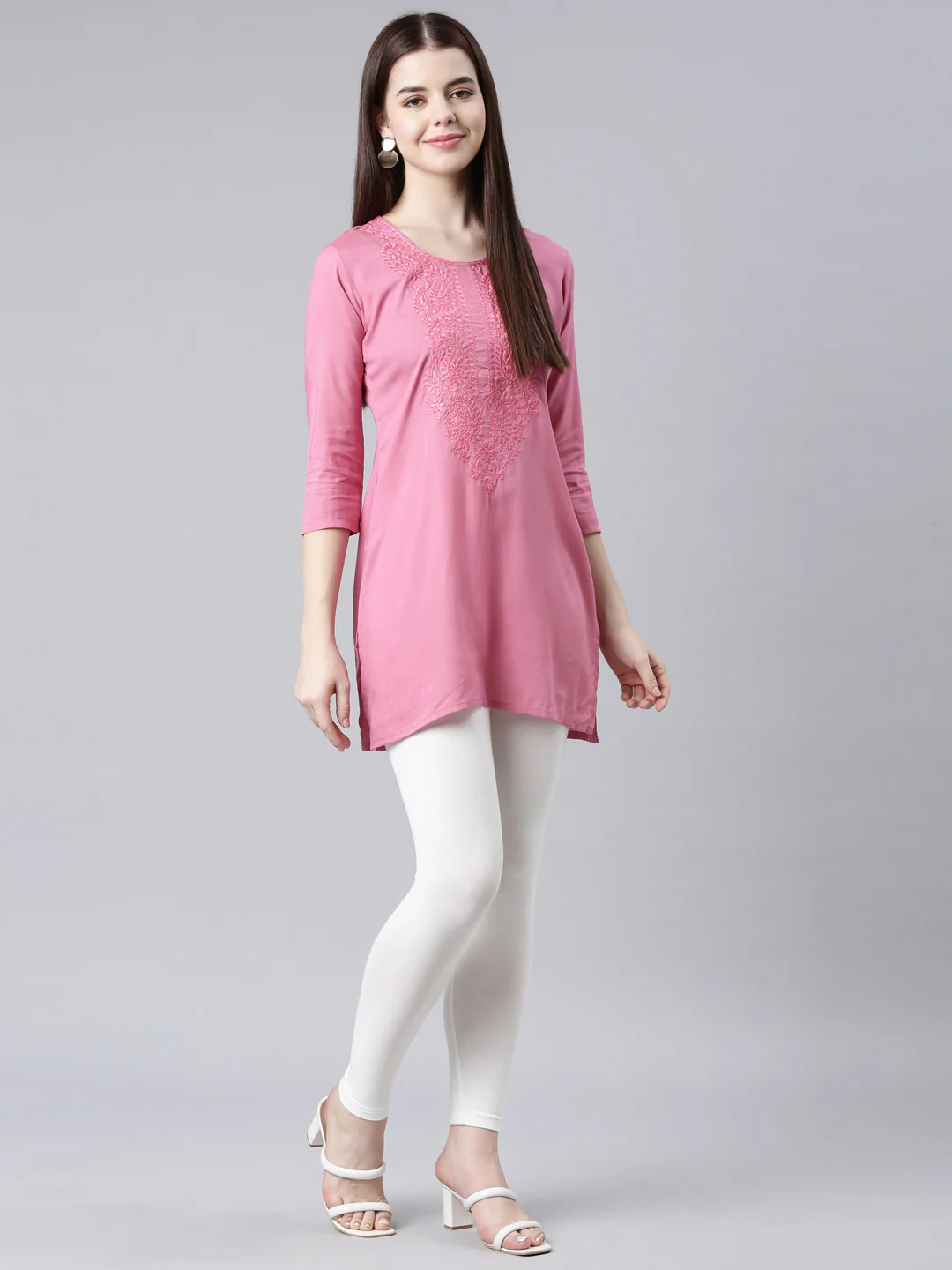 Neerus Pink Straight Casual Solid Straight Kurta - Image 7