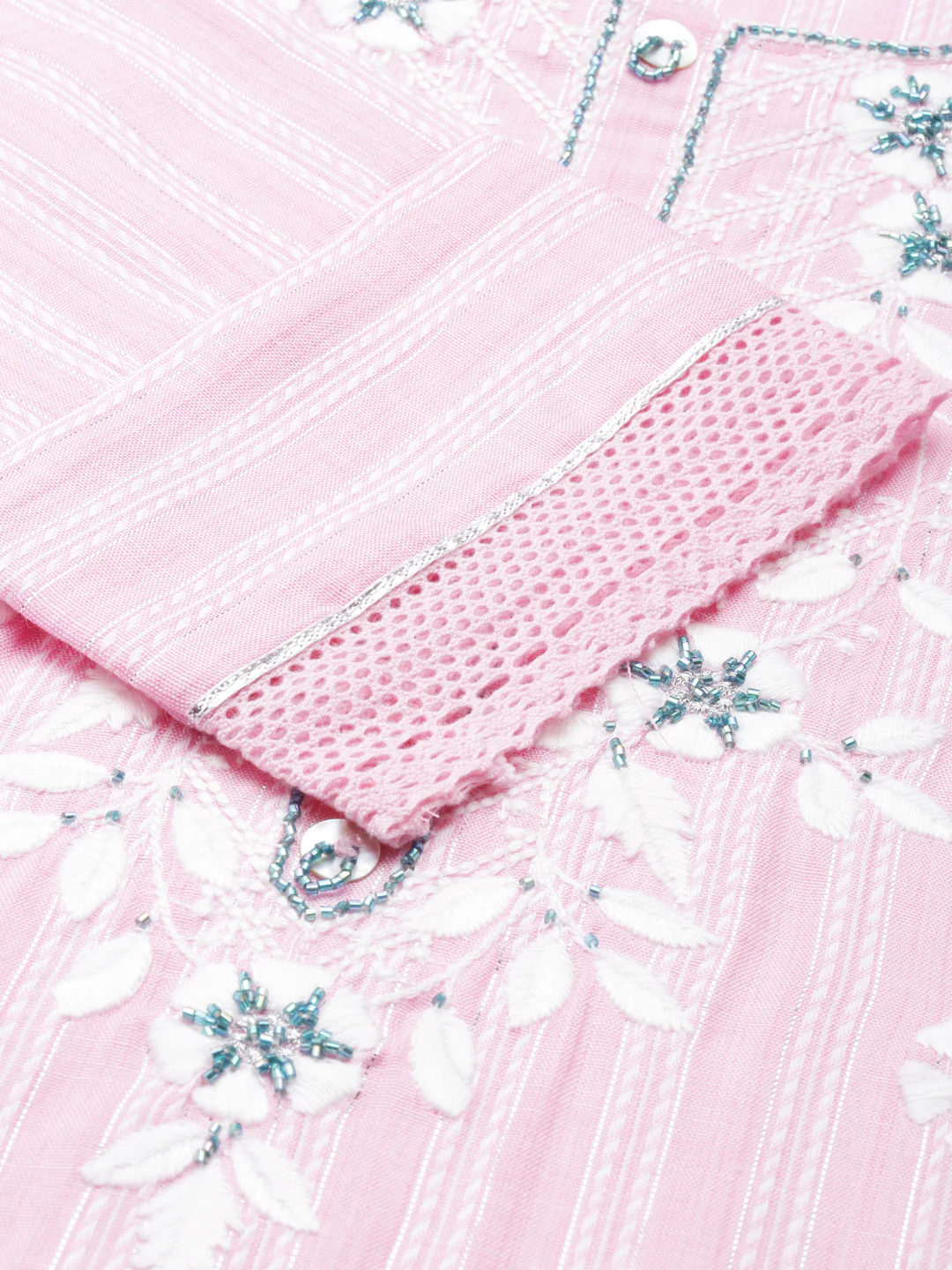 Neerus Pink Straight Printed Viscose Rayon Kurta - Image 4
