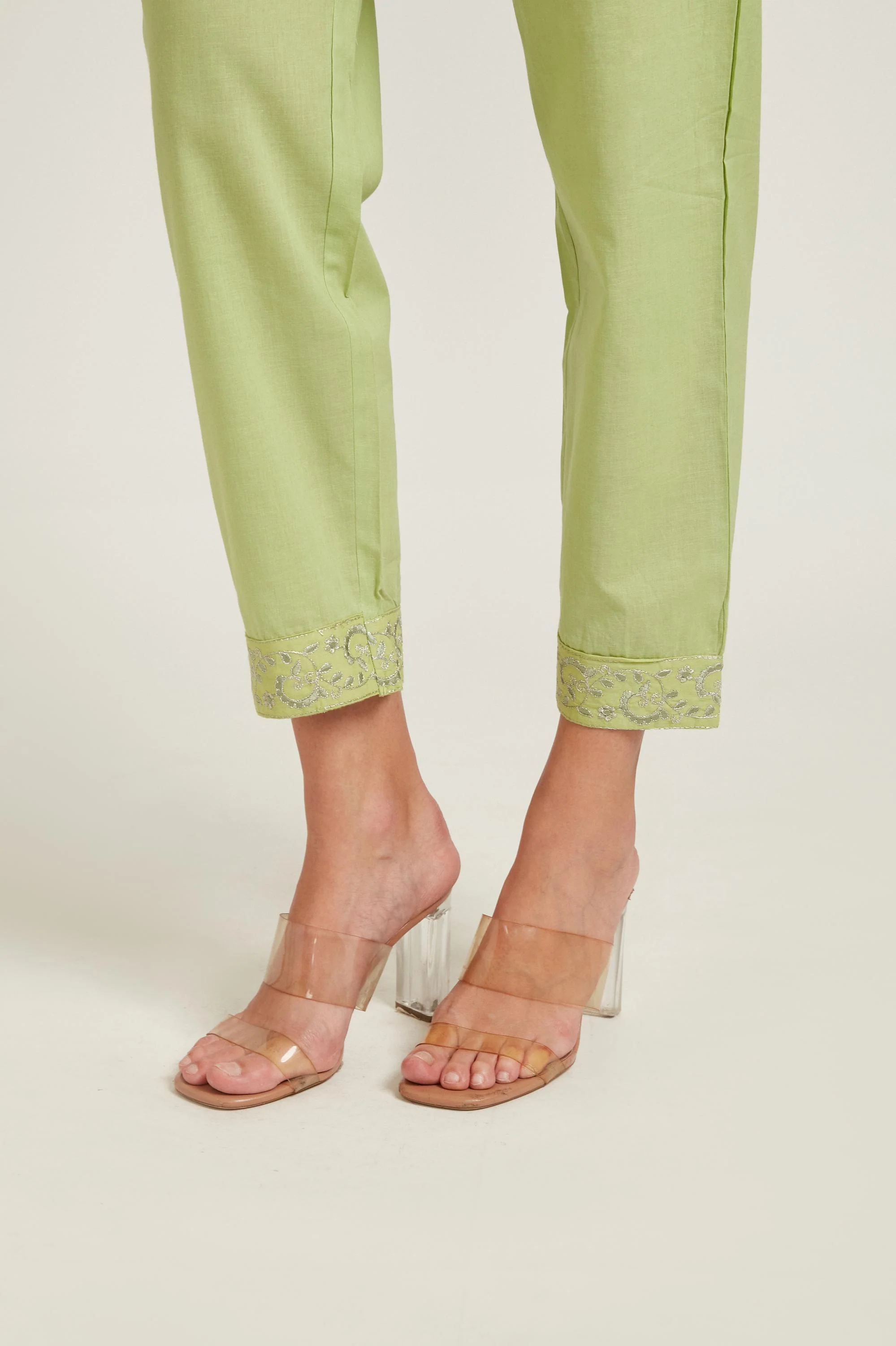 Neerus Pista Color Chanderi Fabric Kurta Set - Image 6