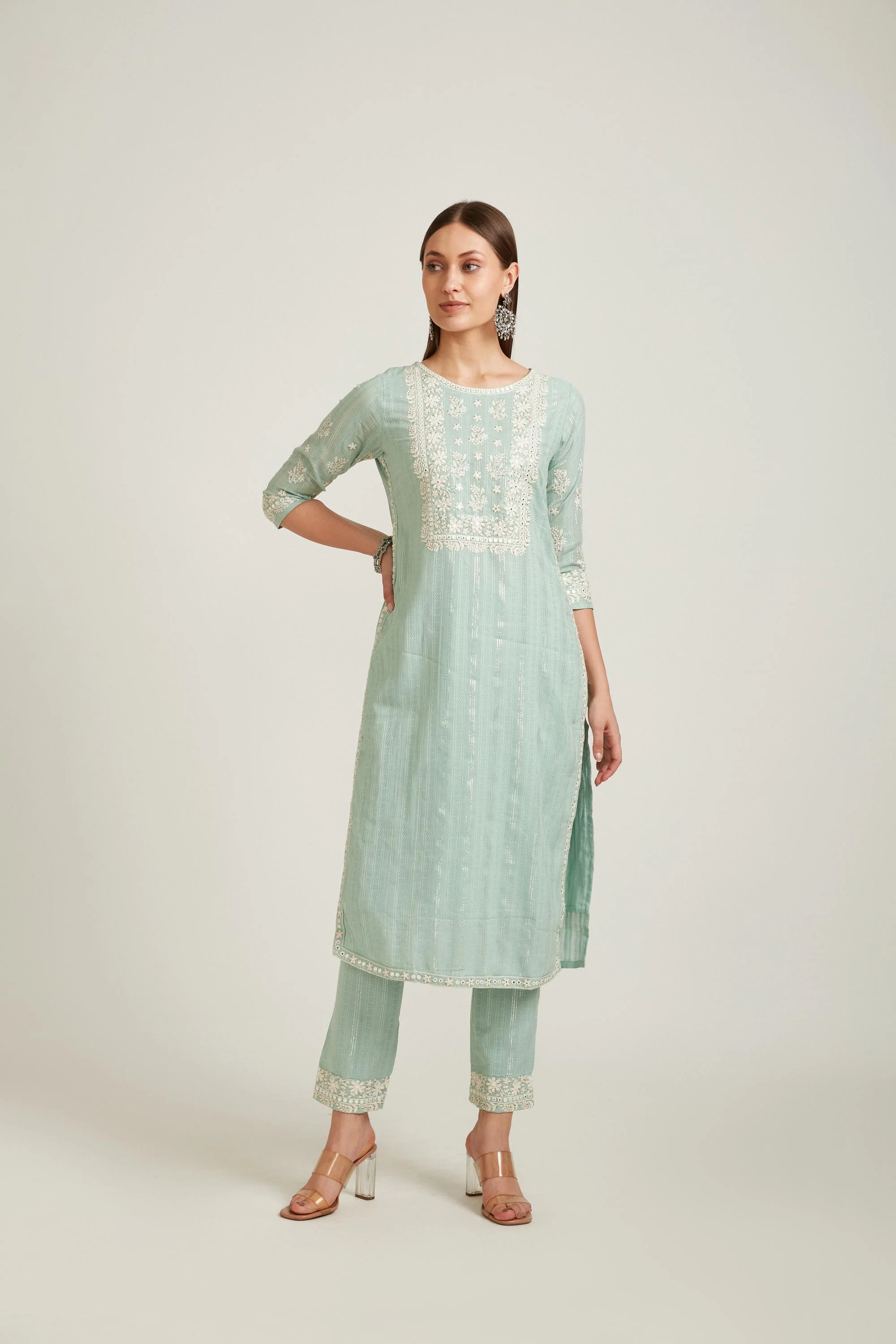 Neerus Pista Color Cotton Fabric Salwar Kameez - Image 3