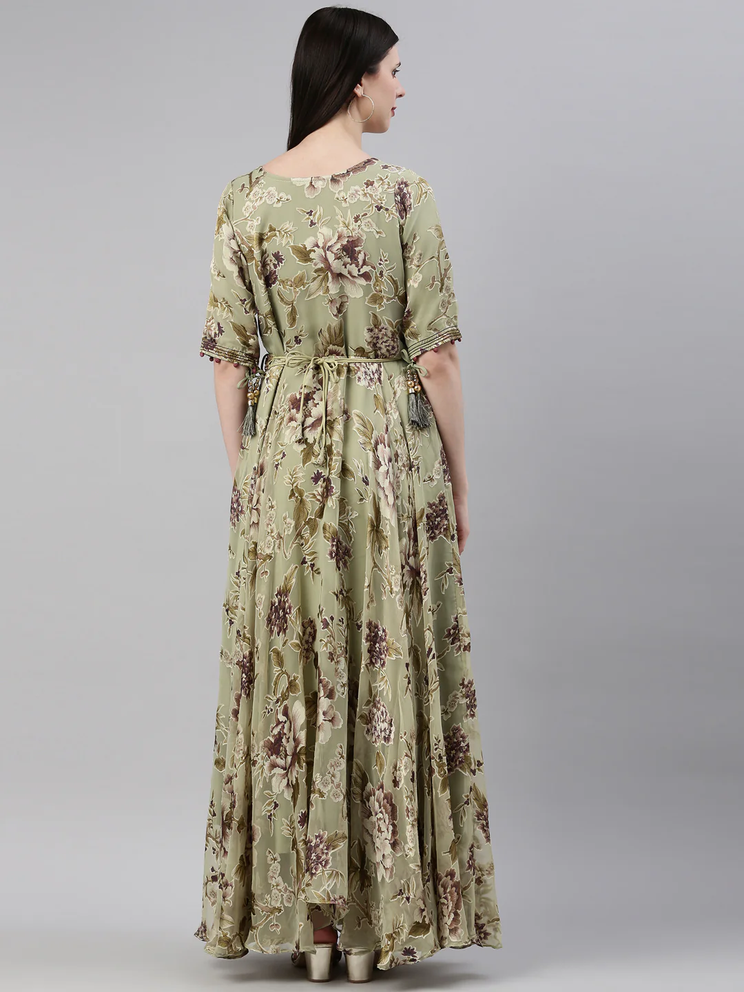 Neerus Pista Color Georgette Fabric Dress - Image 4