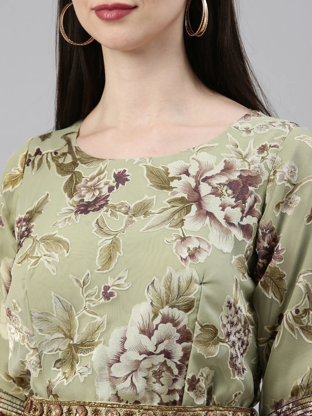 Neerus Pista Color Georgette Fabric Dress - Image 8