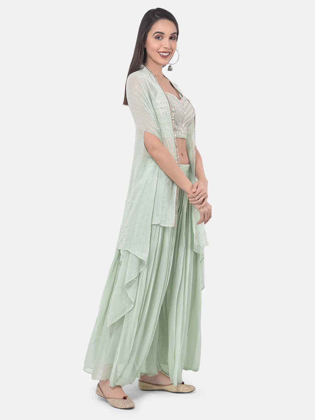 Neerus Pista Color Georgette Fabric Suit-Fusion - Image 2
