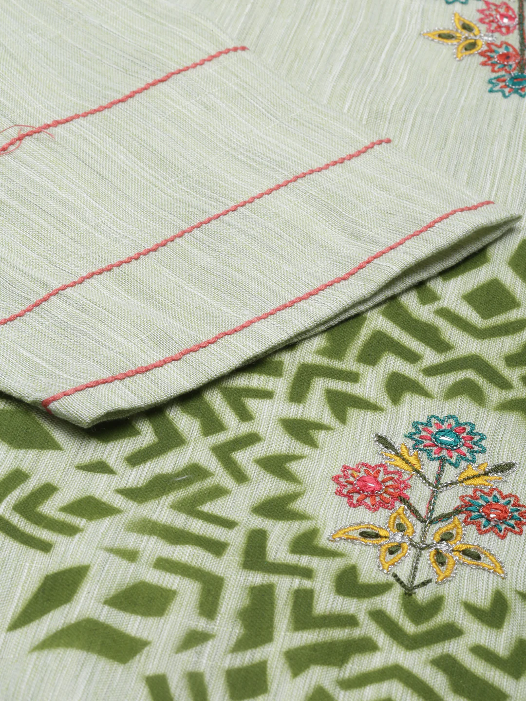 Neerus Pista Color Handloom Fabric Kurta - Image 7