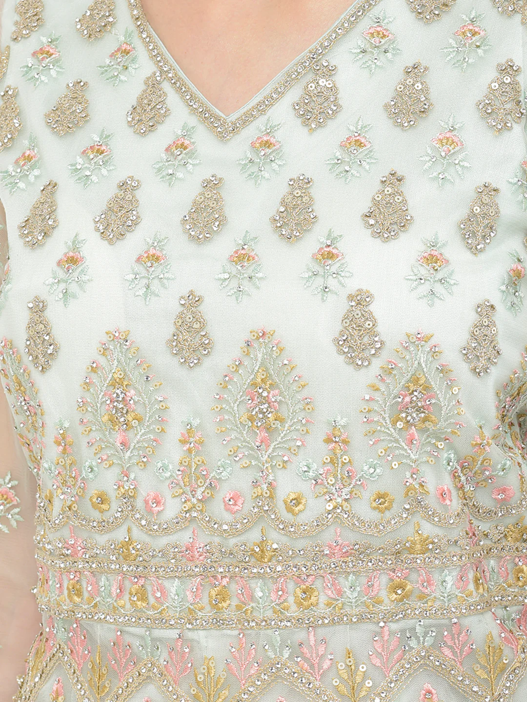 Neerus Pista Color Nett Fabric Salwar Kameez - Image 7