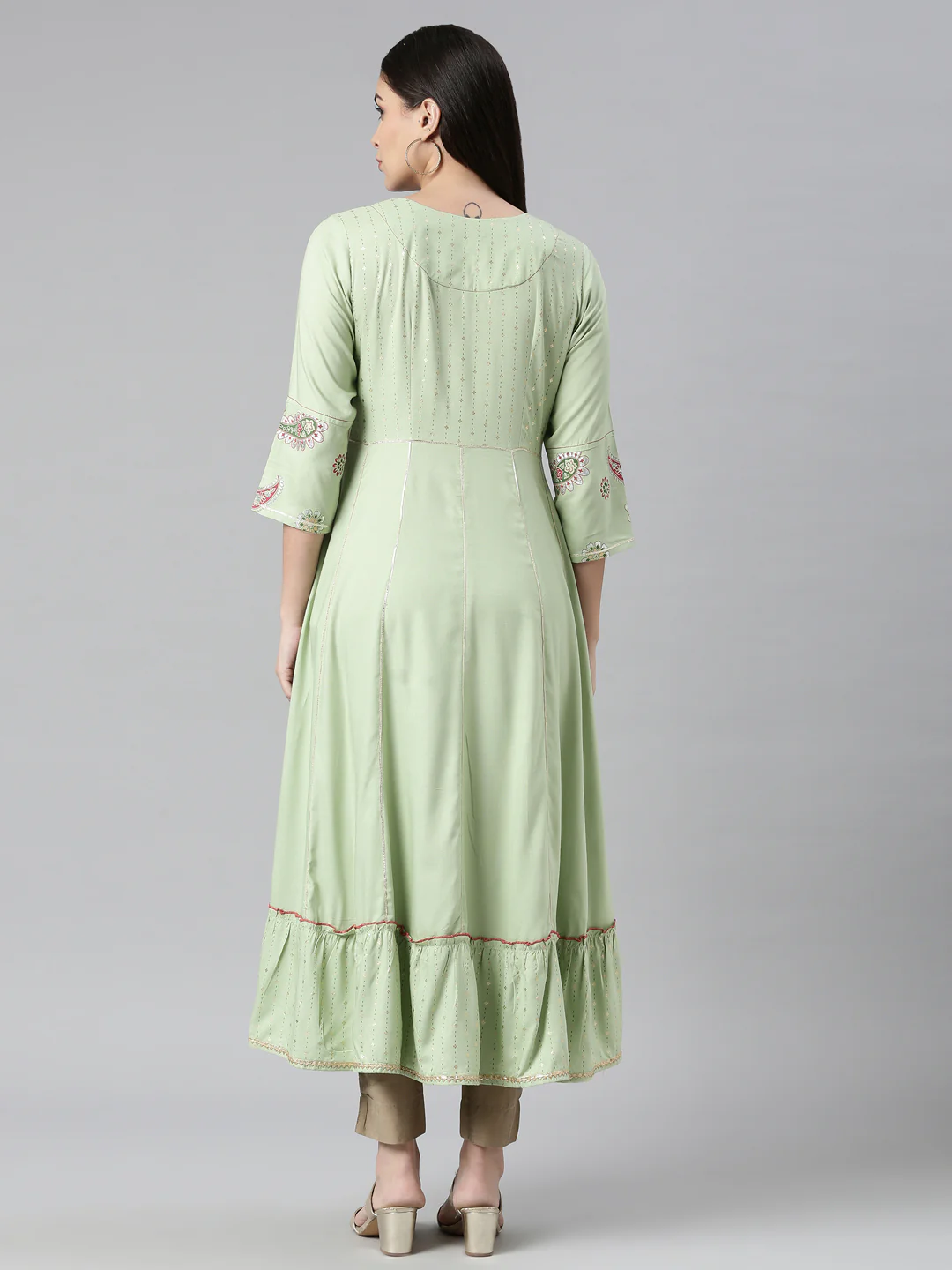 Neerus Pista Color Rayon Fabric Kurta - Image 3