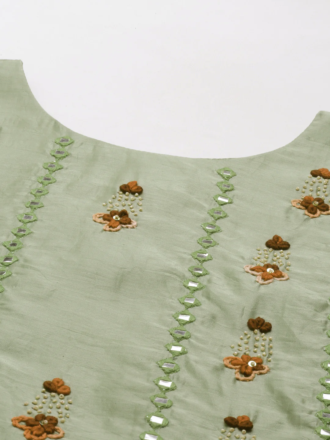 Neerus Pista Color Tussar Fabric Kurta - Image 2