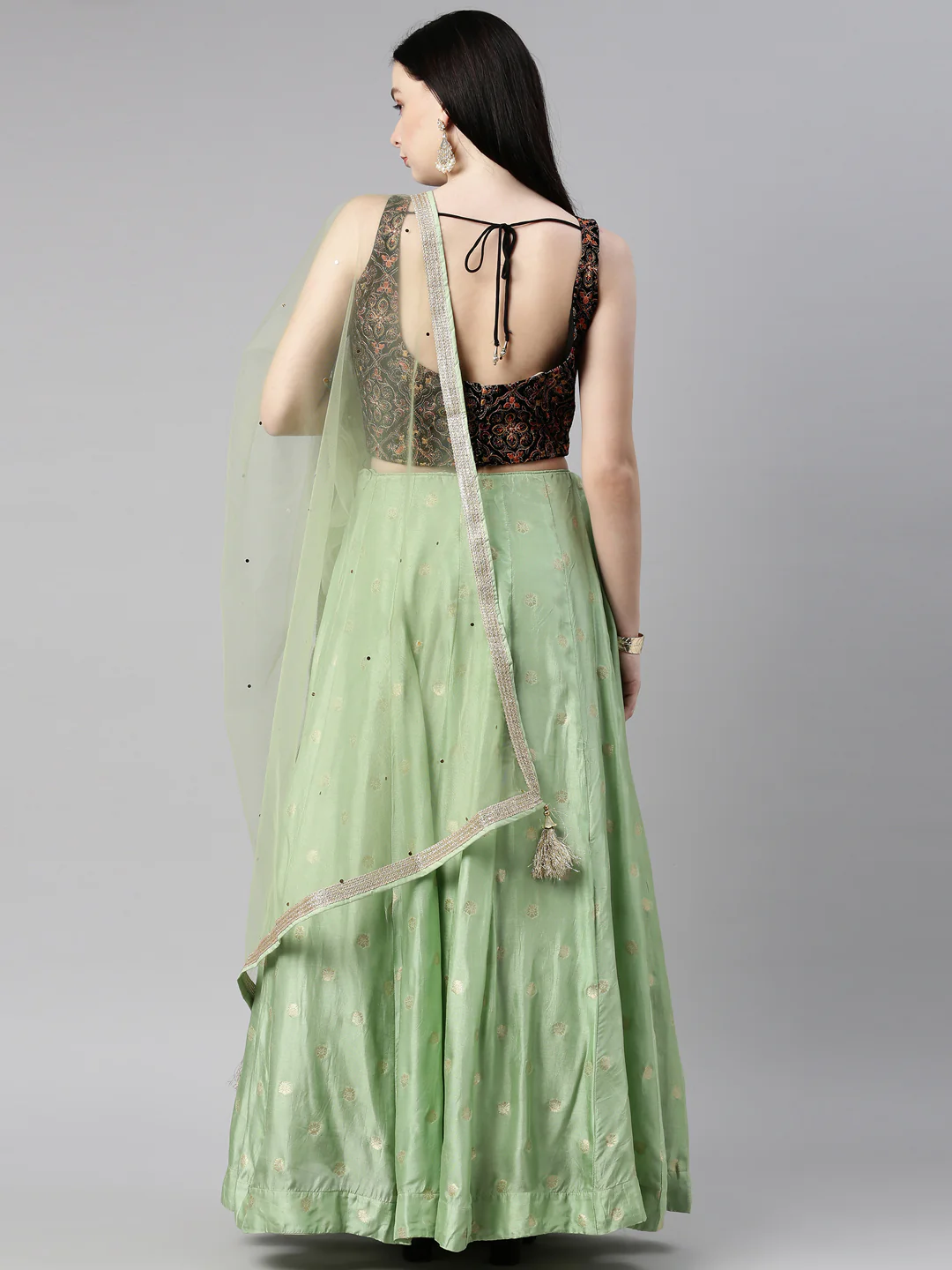 Neerus Pista Green Color Banaras Fabric Lehenga Choli - Image 31