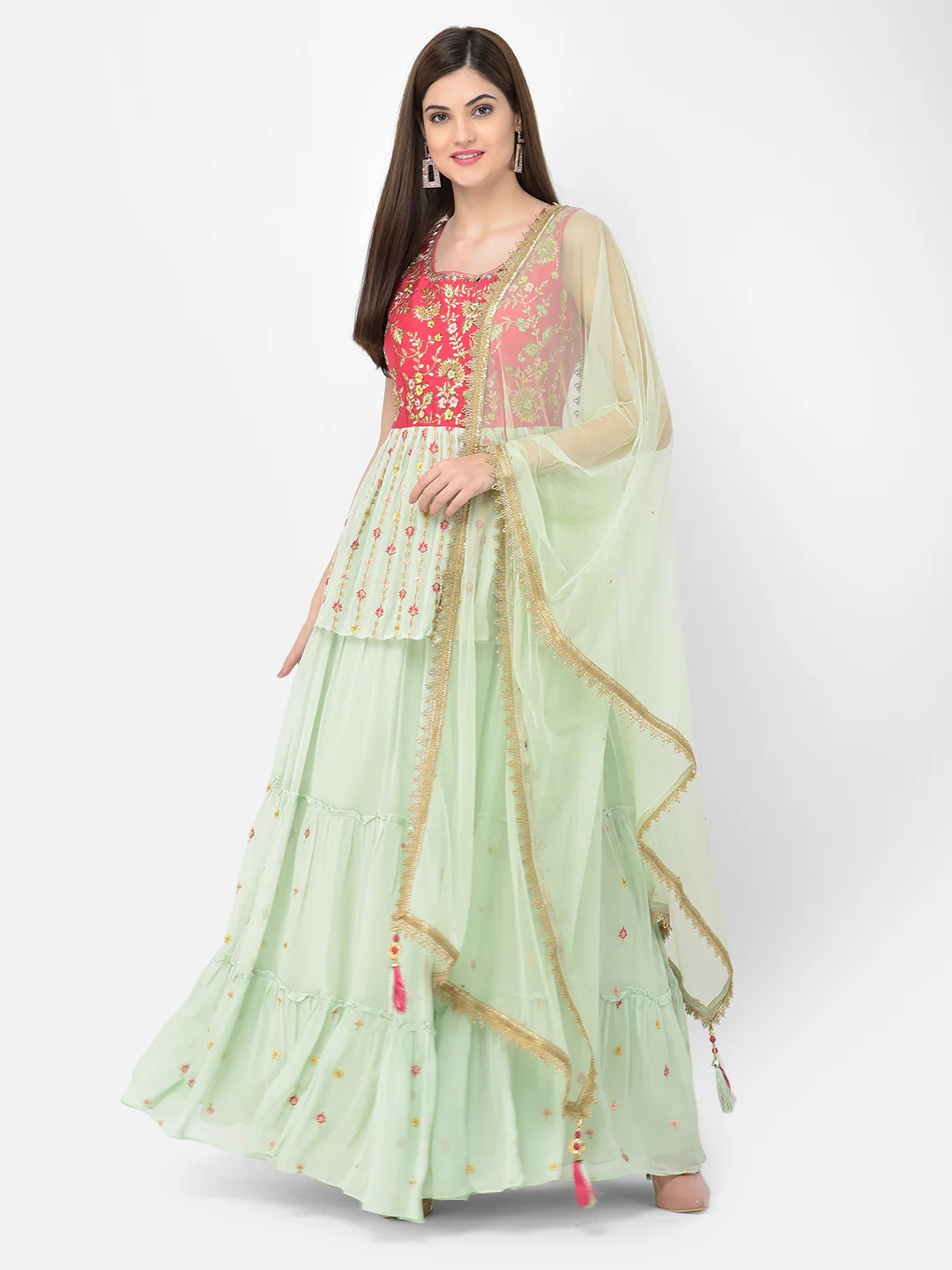 Neerus Pista Green Color Georgette Fabric Salwar Kameez - Image 8