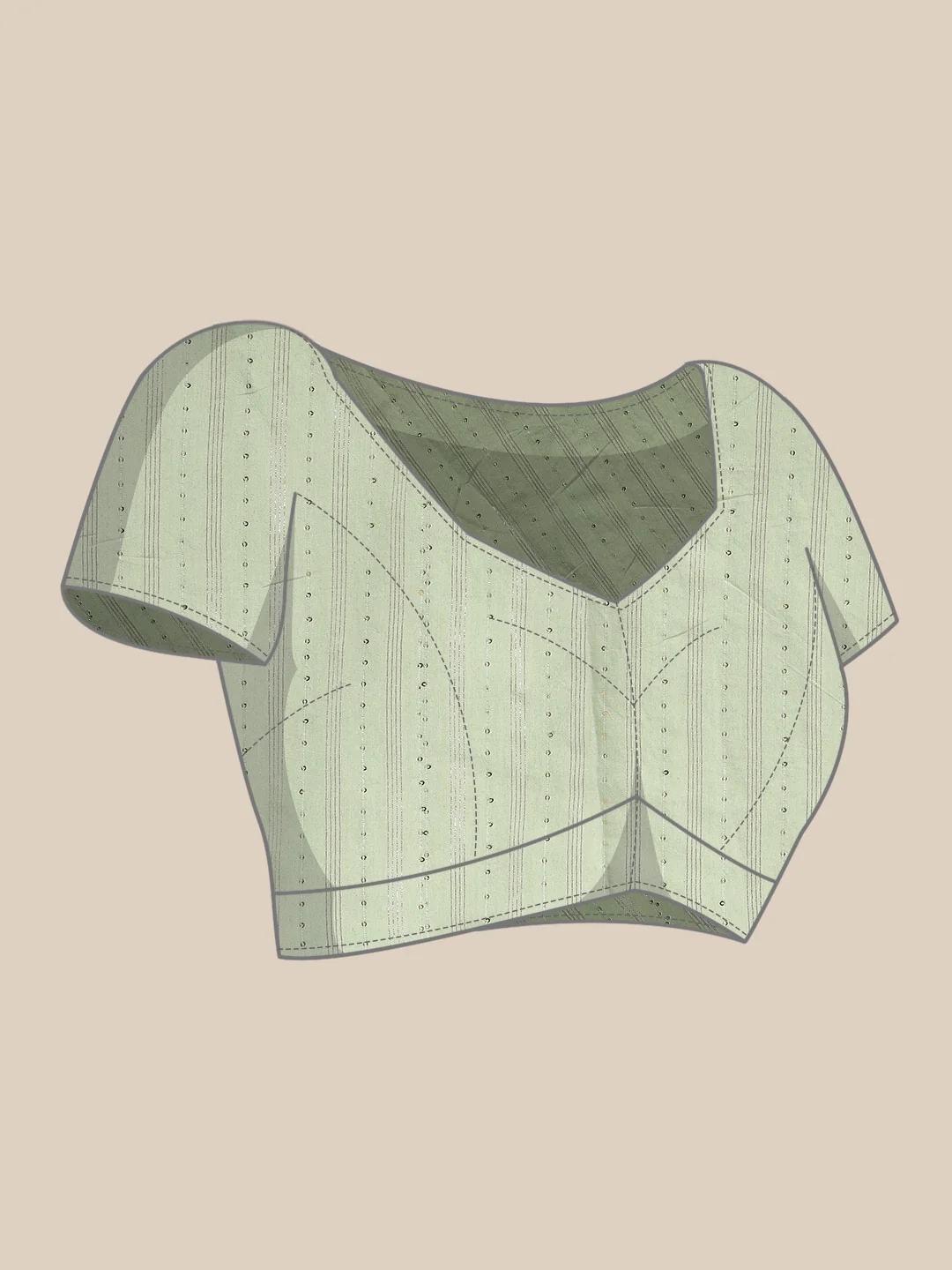 Neerus Pista Green Color Organza Fabric Saree - Image 5