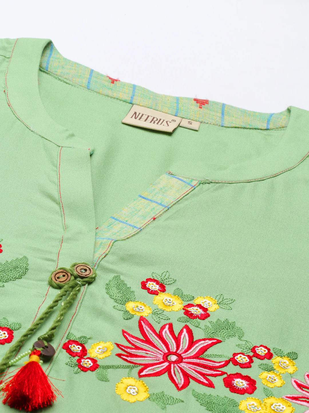 Neerus Pista Green Color Rayon Fabric Kurta - Image 2