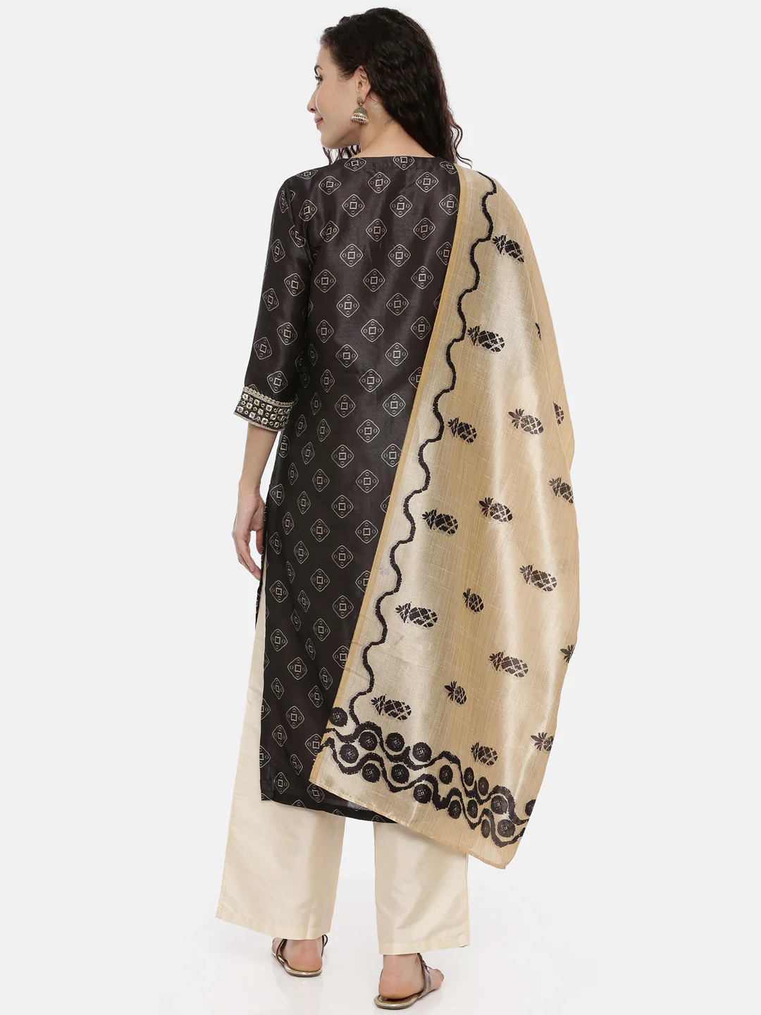 Neerus Print Color Silk Fabric Suit-Pant - Image 3
