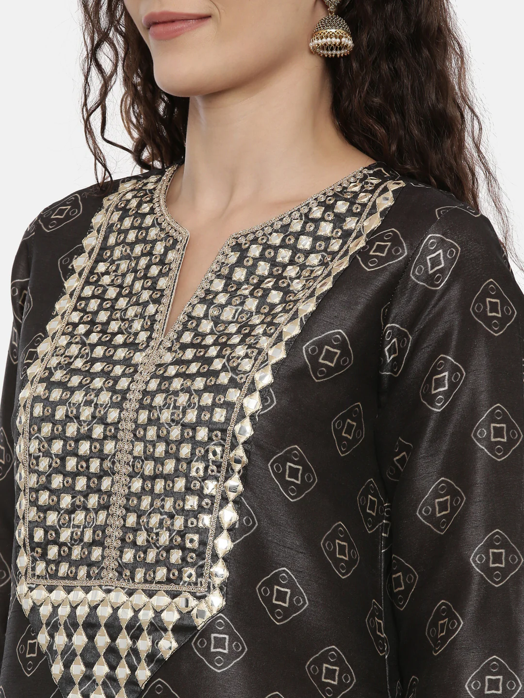 Neerus Print Color Silk Fabric Suit-Pant - Image 7