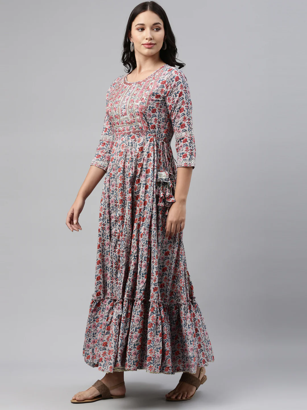 Neerus Printed Color Cotton Fabric Tunic - Image 3